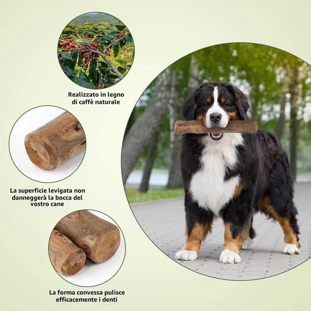 AYESY Legno di Caffè per Cani, 2PZ S Bastone da Masticare Naturale, Giocattolo per per Cani e Cuccioli, Cura dei Denti e Allevia l'ansia, Bastoncino da Masticare per Cane Indistruttibile 100% Naturale - immagine 3