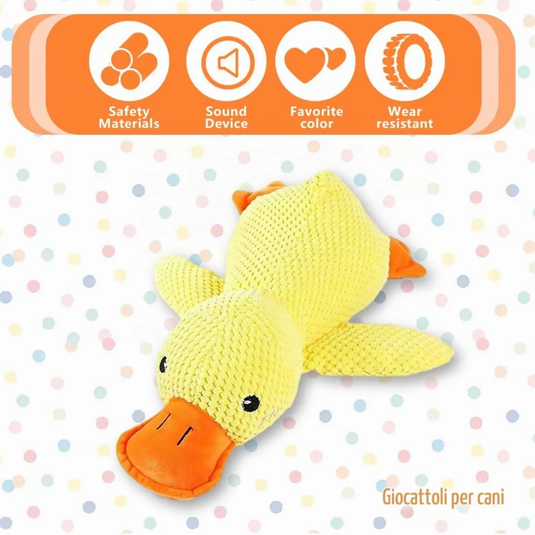 KQOZG Anti-Stress Papera Cane - Peluche Indistruttibile per, Giocattoli rilassanti adatti a cani di piccola e media taglia, Papera Antistress con Design Sicuro per Cani (Giallo) - immagine 4