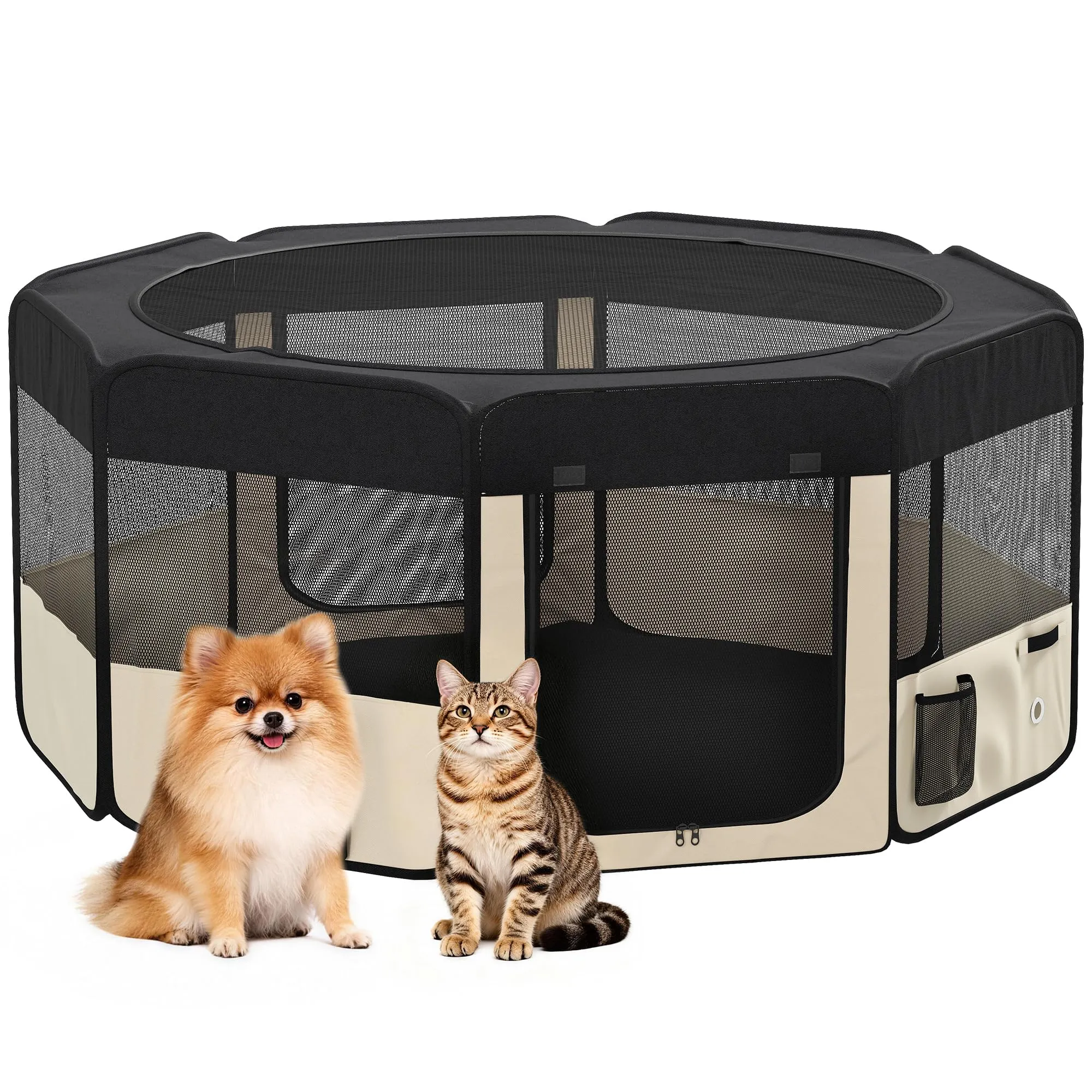PawHut Recinto pieghevole impermeabile per animali 90x41cm Nero - immagine 1