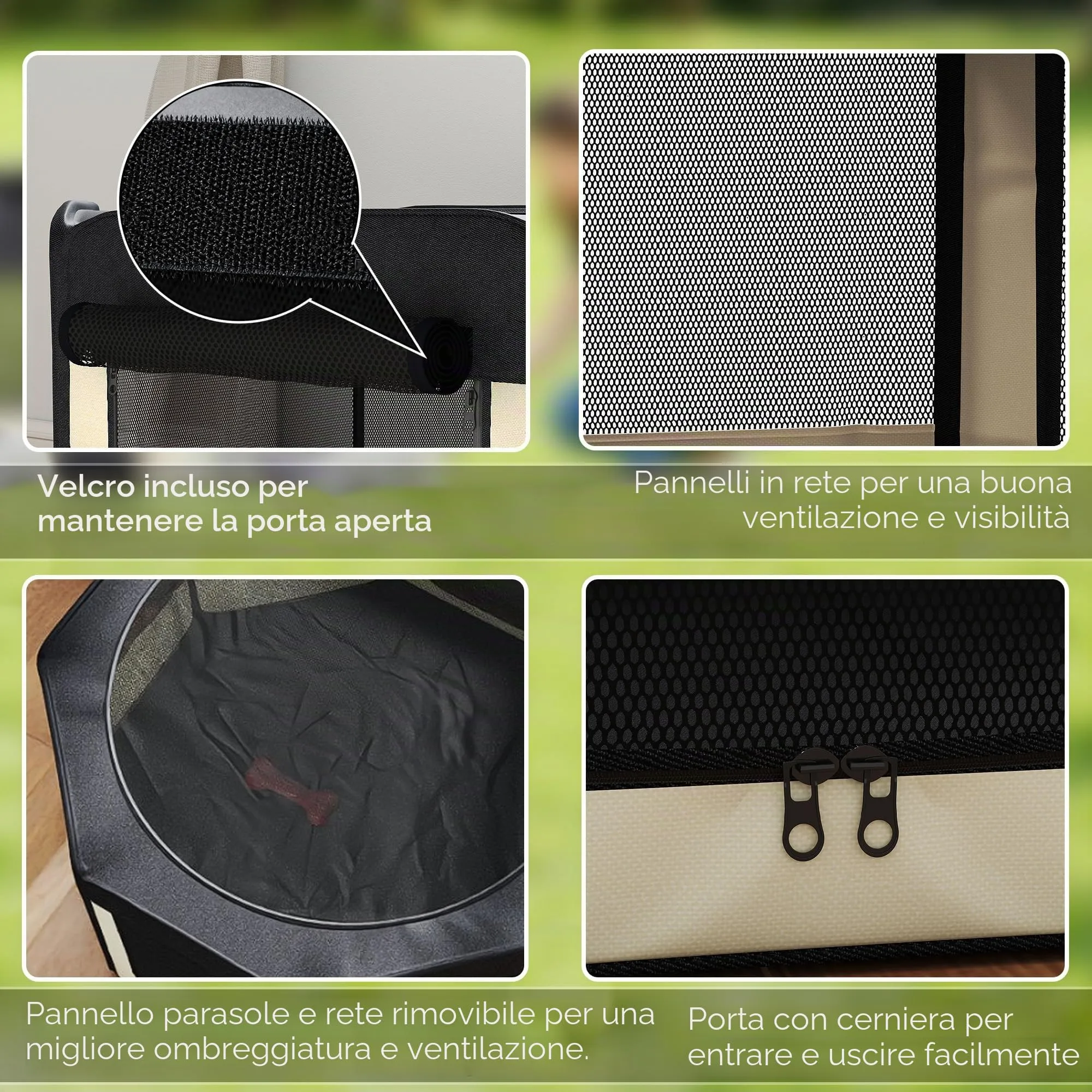 PawHut Recinto pieghevole impermeabile per animali 90x41cm Nero - immagine 5