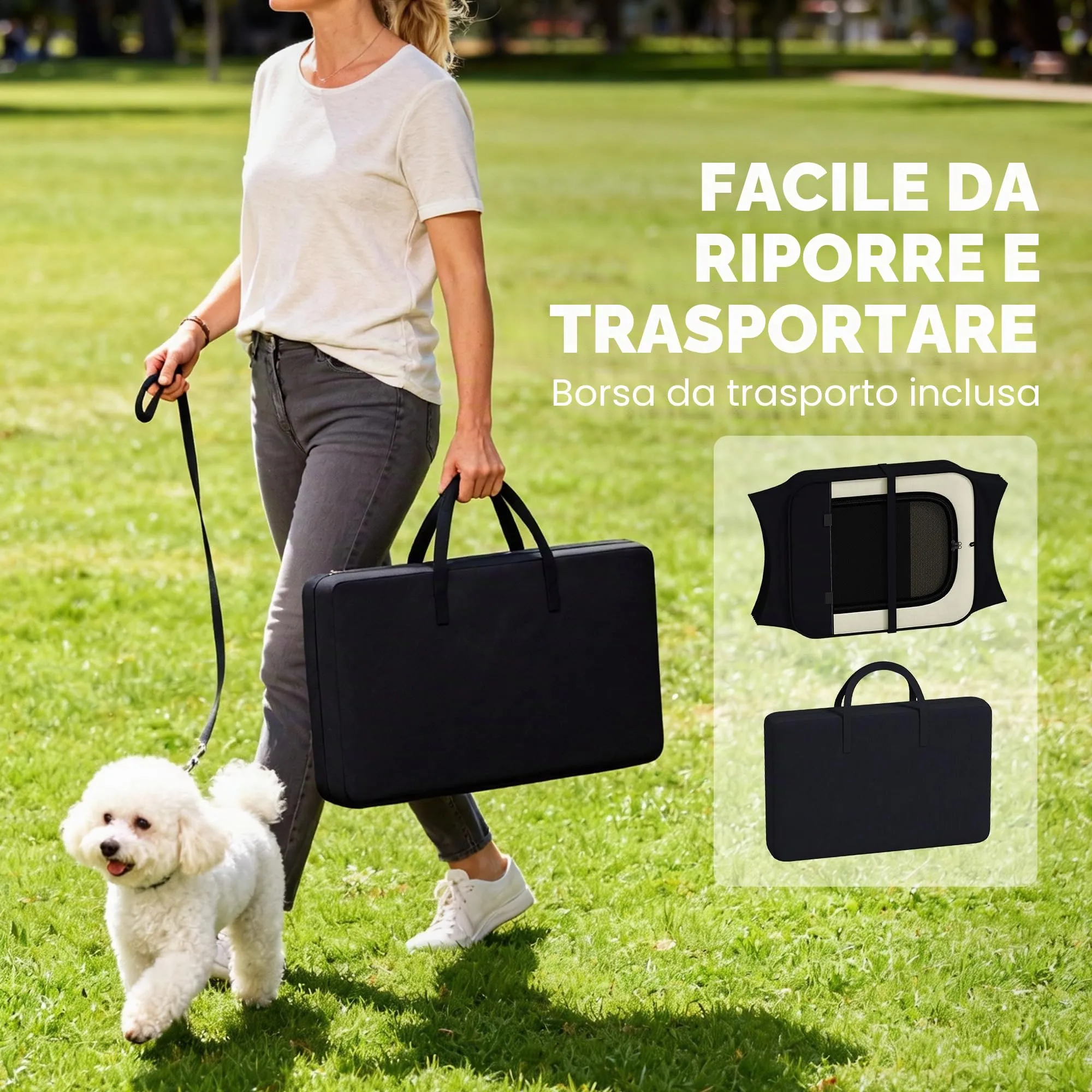 PawHut Recinto pieghevole impermeabile per animali 90x41cm Nero - immagine 6