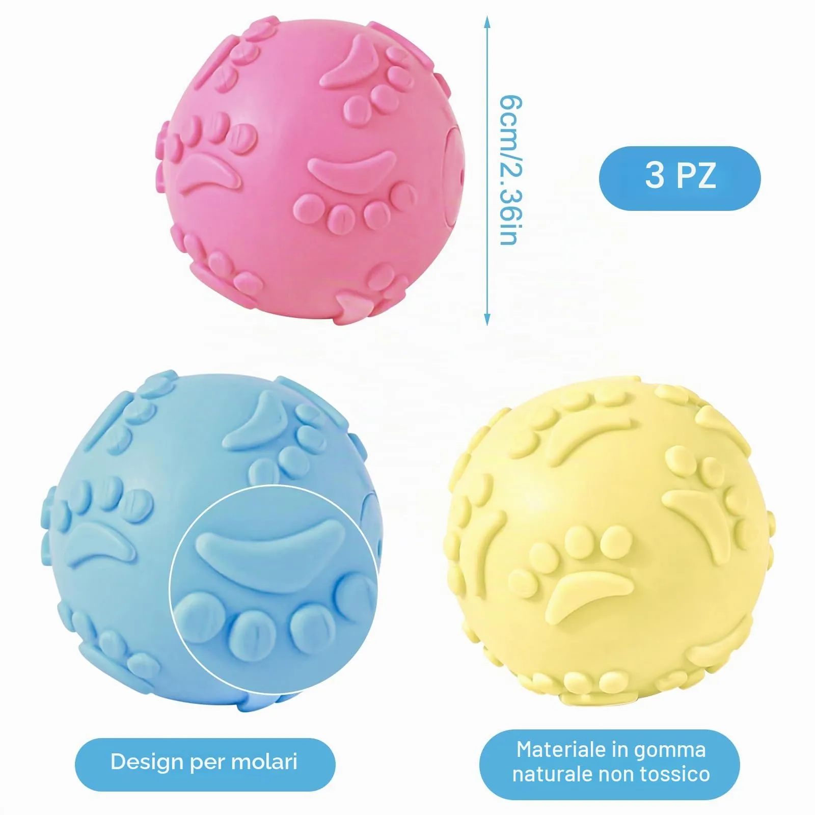 3 Pcs Palle Giocattolo per Cani, Palline che Squittiscono, Palline per Cani - immagine 2