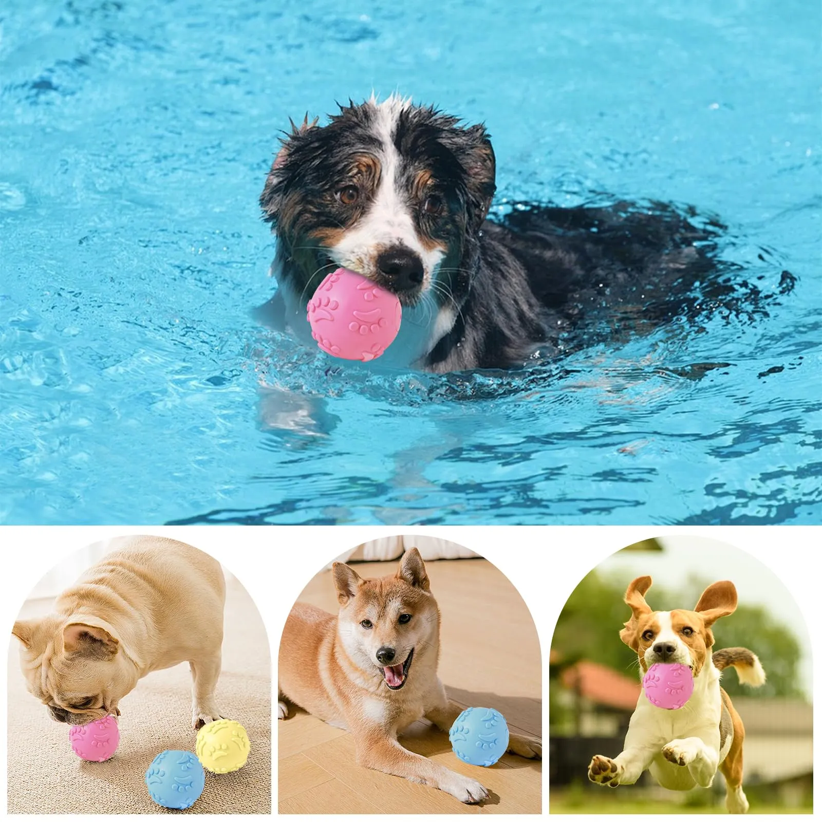 3 Pcs Palle Giocattolo per Cani, Palline che Squittiscono, Palline per Cani - immagine 6