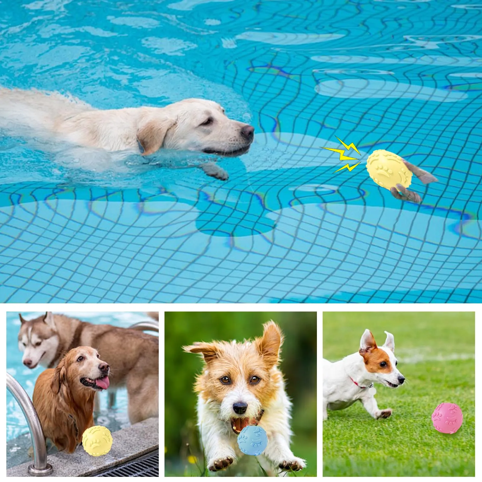 3 Pcs Palle Giocattolo per Cani, Palline che Squittiscono, Palline per Cani - immagine 7
