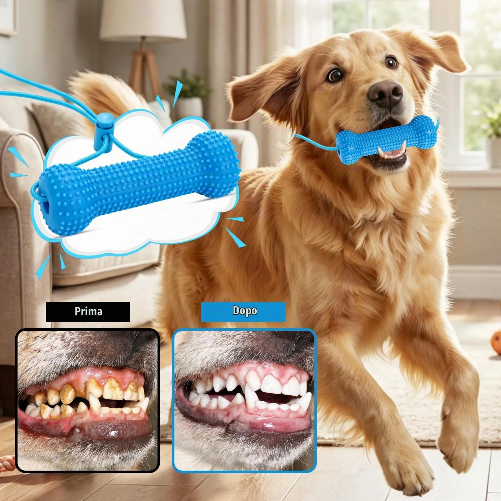 Dljkhzde Giocattolo per la cura dentale a doppia azione per cani - immagine 5