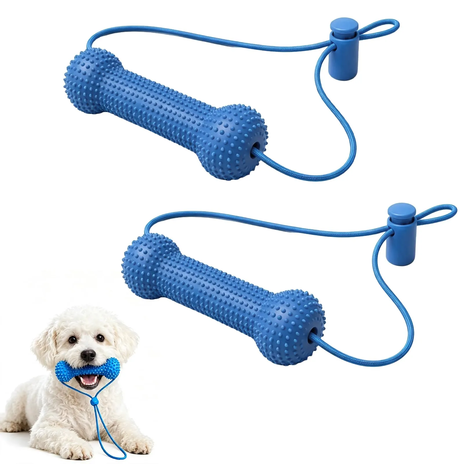 2 Pezzi Giocattolo Spazzola Pulizia Denti Cane (Blu) - immagine 1