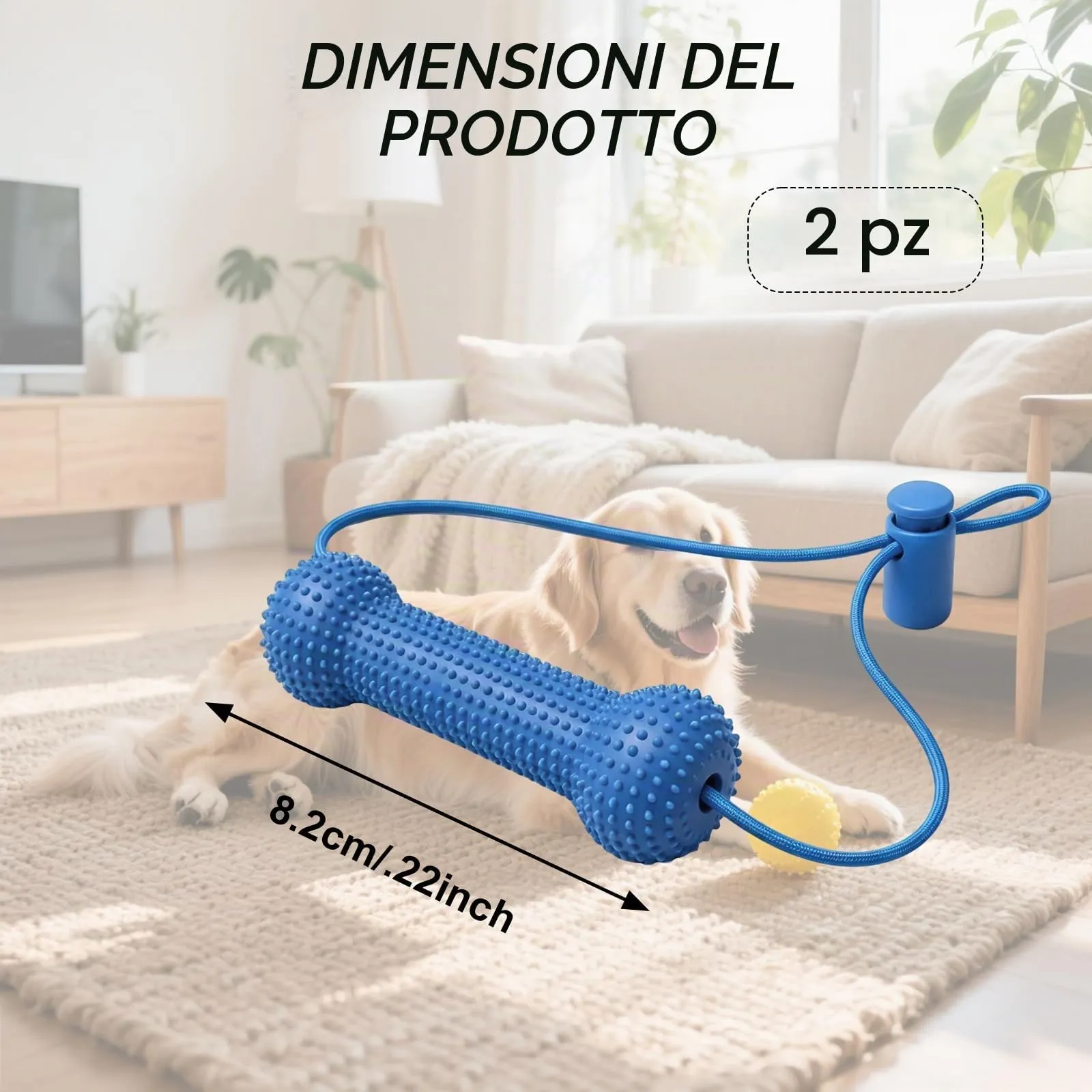 2 Pezzi Giocattolo Spazzola Pulizia Denti Cane (Blu) - immagine 2