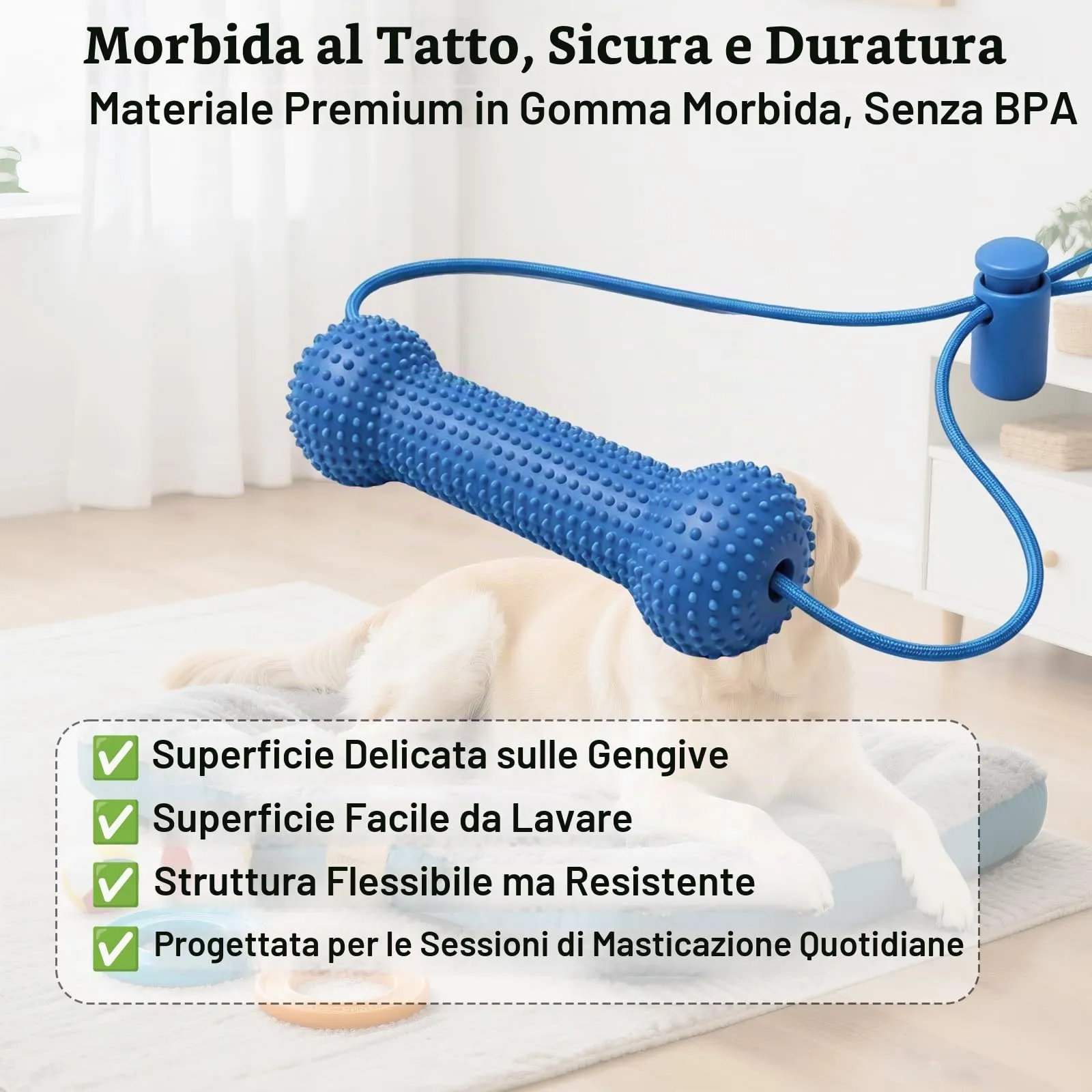 2 Pezzi Giocattolo Spazzola Pulizia Denti Cane (Blu) - immagine 3