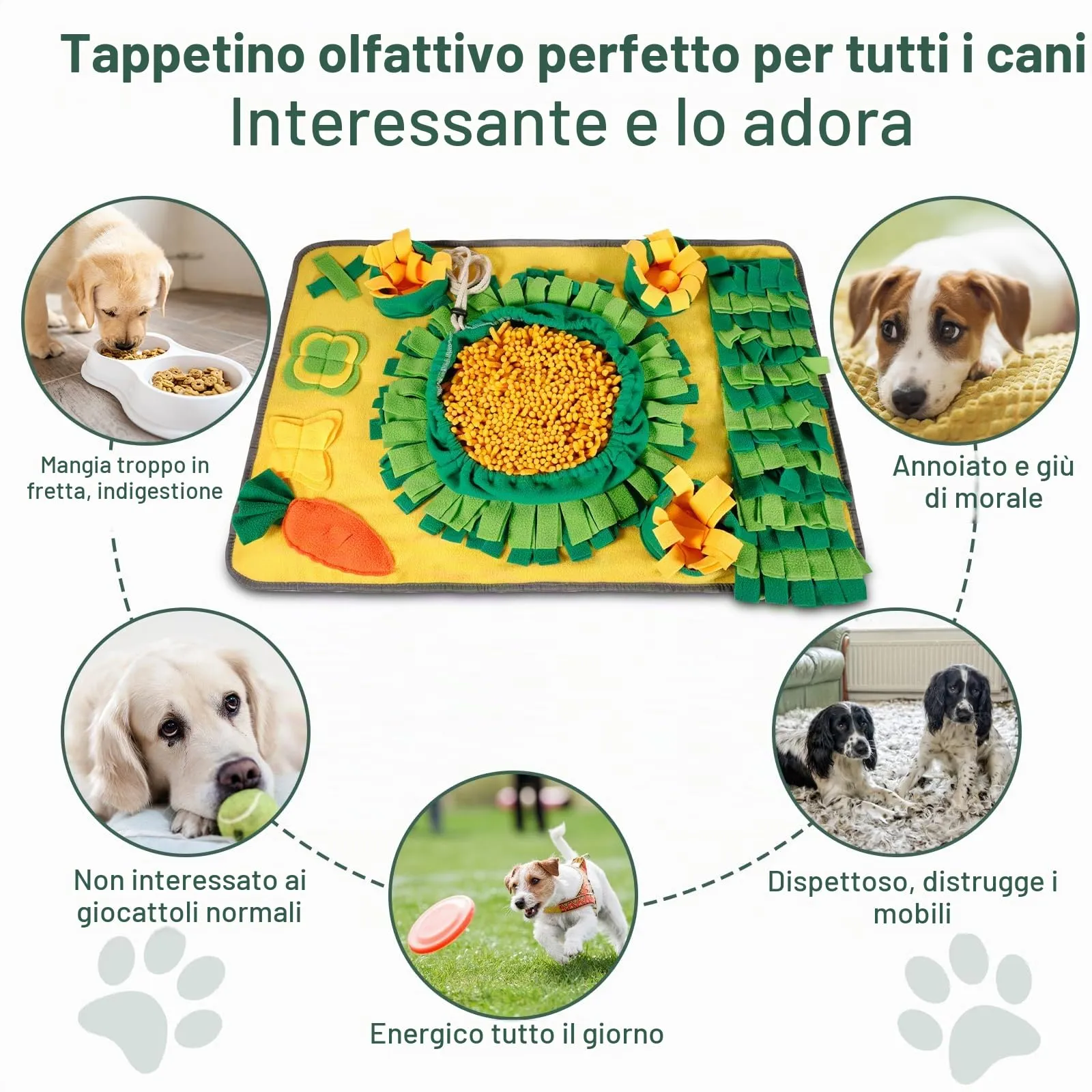 ZPQAODI Sniffing Tappeto per Cani Dogs, Dog Sniffing Mat Snuffle Mat per Cani per Canii Tappeto Sniffing mat per canii tappetini puzzle per Addestramento Canii per Giochi Interattivi (75 x 50,5 cm) - immagine 7