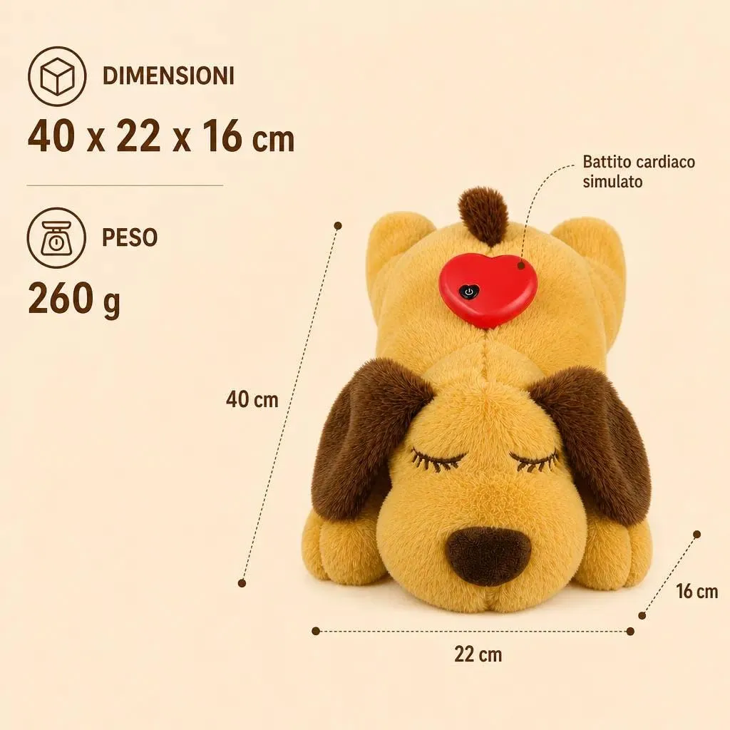 Calmipet Peluche per Cani con Battito Rassicurante E Pelo Morbido - immagine 3