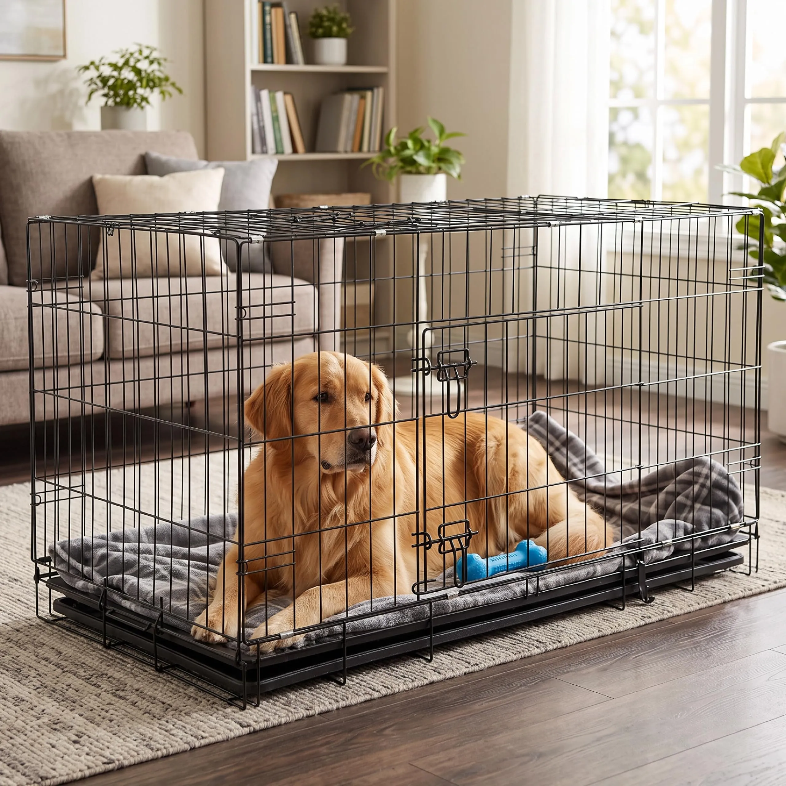 Baroni Home Gabbia per Cani e Gatti in Metallo Pieghevole, Trasportino con Doppia Porta Superiore e Laterale, Vaschetta Estraibile, Struttura Richiudibile e Salvaspazio, 130x60x70cm - immagine 2