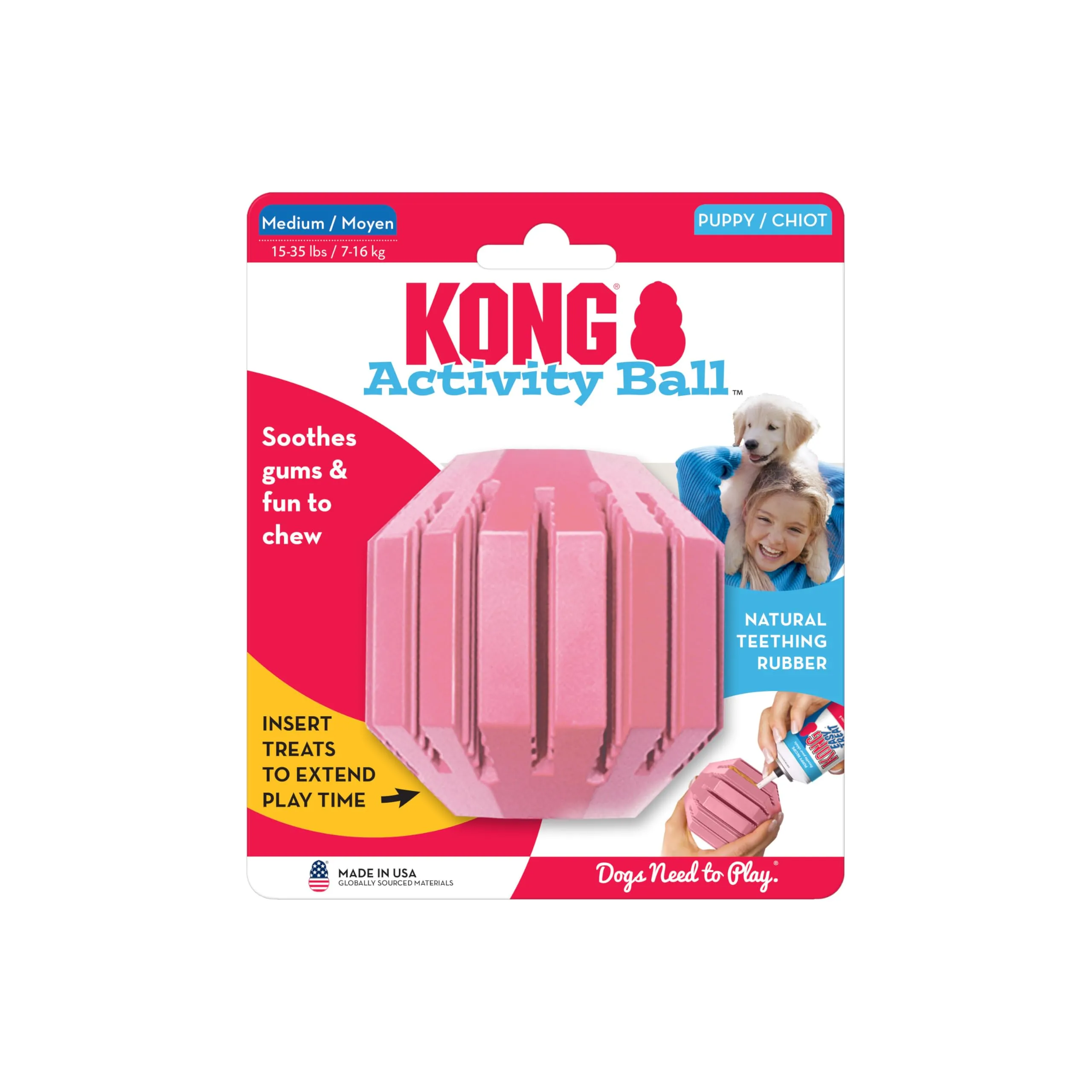 KONG Puppy Activity Ball da Masticare per Cuccioli, Taglia Media - immagine 2