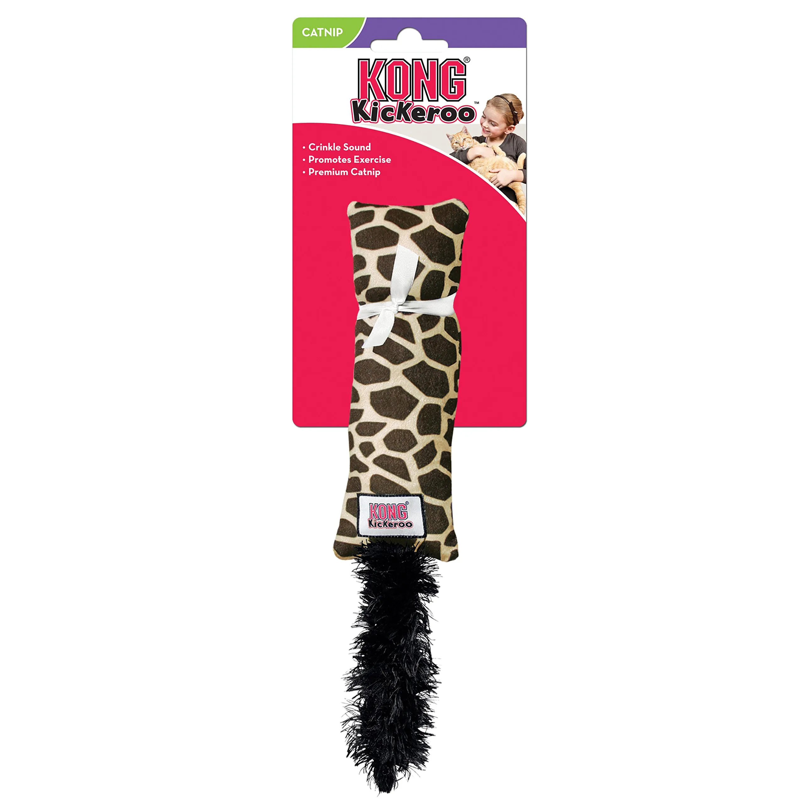 KONG - Kickeroo - Gioco per Gatti, Erba Gatta di qualità del Nord America (Vari Colori) - Giraffe Pattern - immagine 4