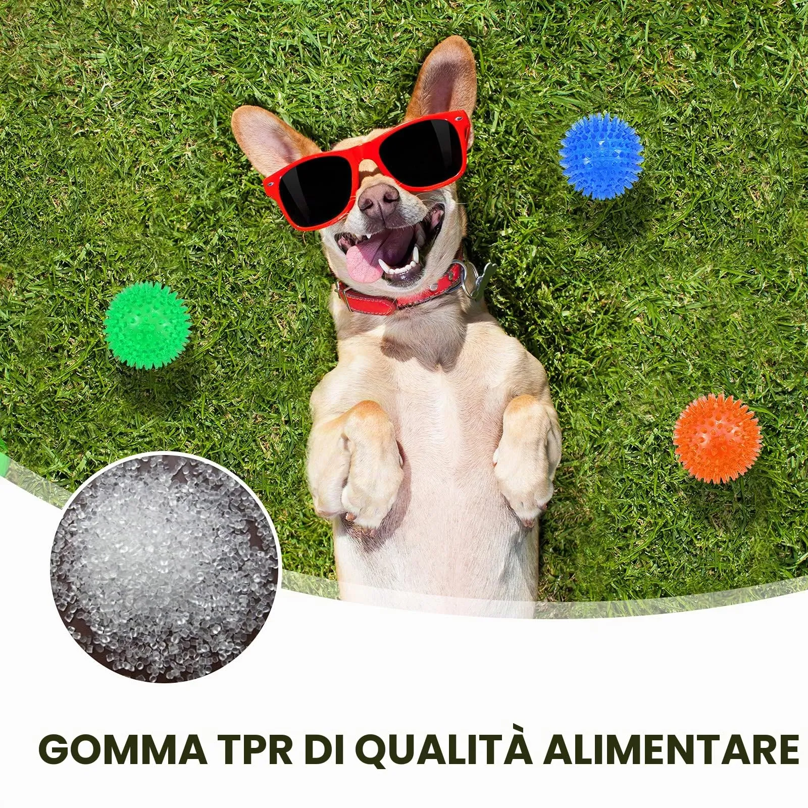 petizer - Set di 3 palline per cani, giocattolo galleggiante per cani e gatti, per cani da masticare in gomma, per la noia, la pulizia dei denti per cani di piccola e media taglia - immagine 2