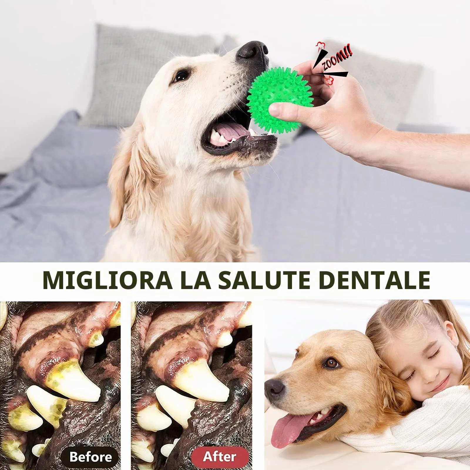 petizer - Set di 3 palline per cani, giocattolo galleggiante per cani e gatti, per cani da masticare in gomma, per la noia, la pulizia dei denti per cani di piccola e media taglia - immagine 6