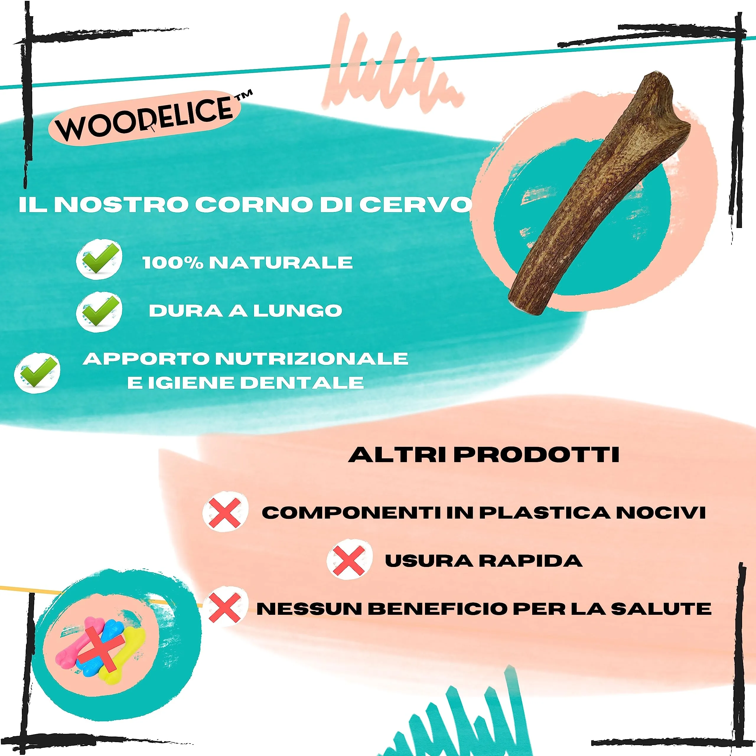 Corno di Cervo per Cani, Taglia M 5 a 20 Kg - immagine 8