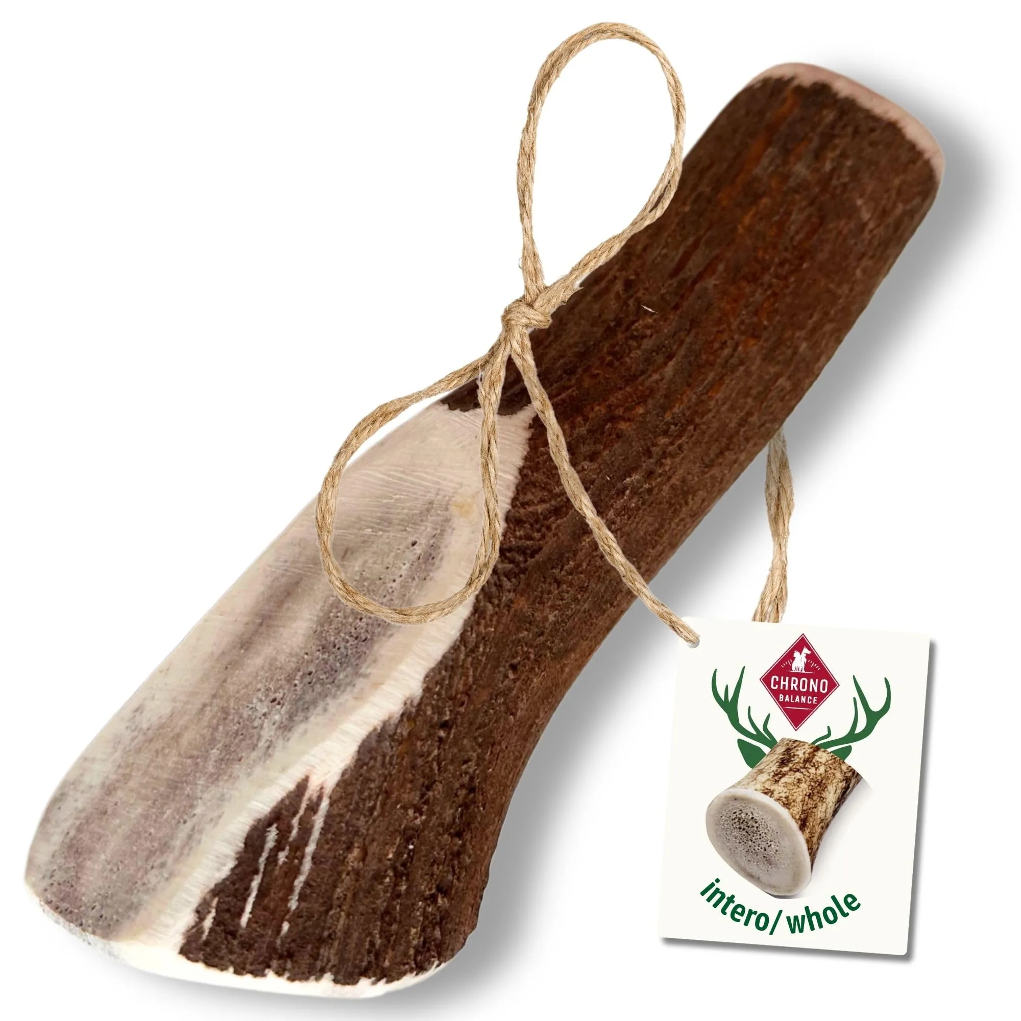 ChronoBalance-XXL Corno di Cervo per Cani, Confezione da 1, 100% Naturale, Pezzi Interi, Cura Dentale, Giocattolo per Cani, Ricco di Minerali e Nutrienti, Lunga Durata - immagine 1