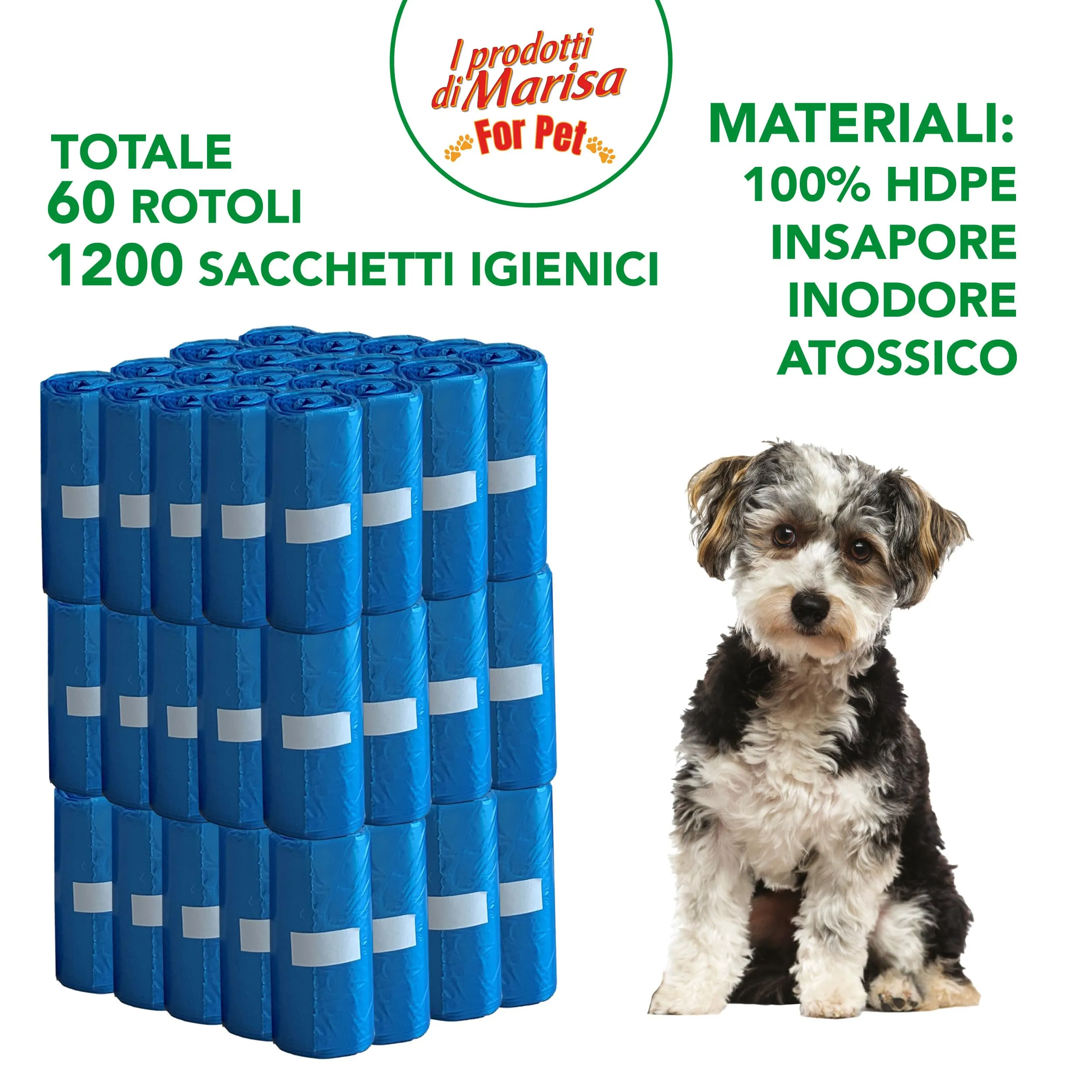 CSC - Sacchetti Cane Cacca Igienici e Resistenti, 1200 Bustine Cane Impermeabili e Antistrappo, Sacchetti per Cani Antiodore a Prova di Perdite, Accessori per Cani - 20 Pezzi, 60 Rotoli, 32x22 cm - immagine 3