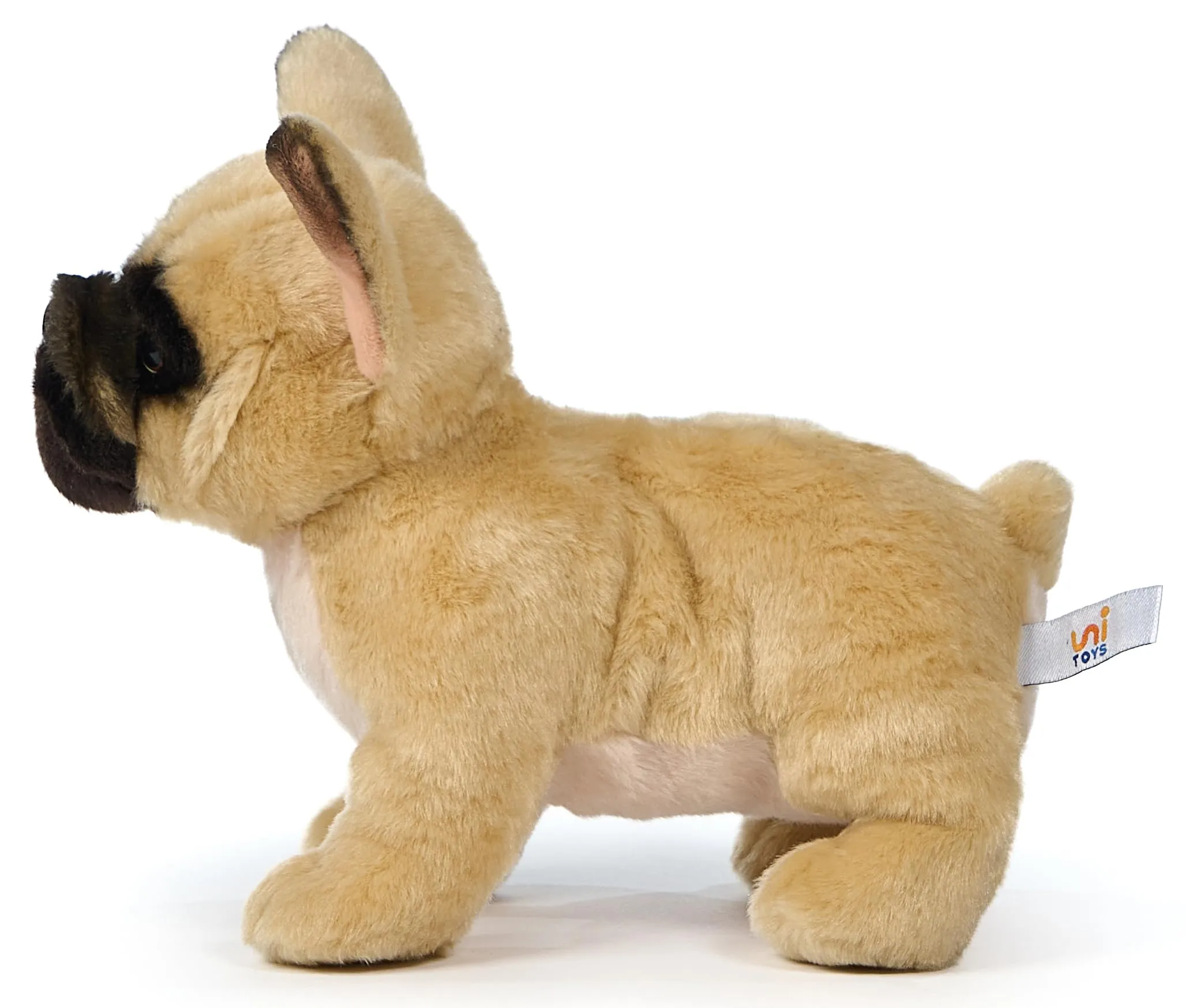 Uni-Toys - Bulldog francese (beige) - Senza guinzaglio - 26 cm (lunghezza) - cane di peluche - peluche peluche - immagine 3