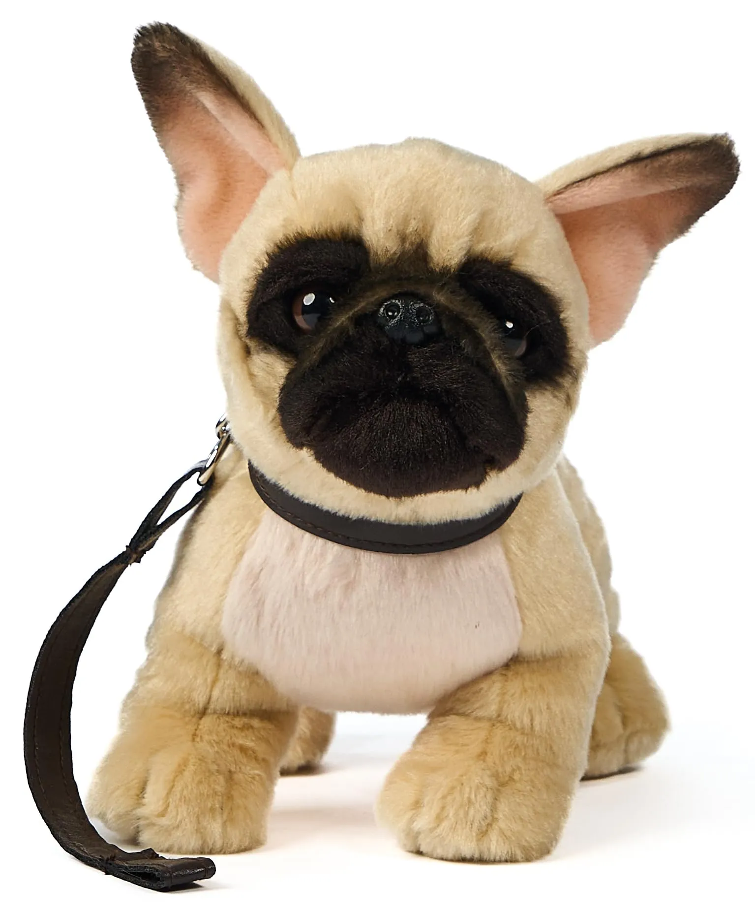 Uni-Toys - Bulldog francese (beige) – con guinzaglio – 26 cm (lunghezza) – cane di peluche – peluche - immagine 2