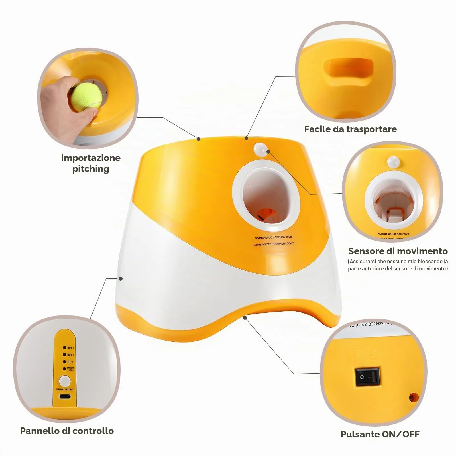 Galatée Lanciatrice Automatica a Sfera, Lanciagranate Per Palline Interattiva, Lanciagrana Automatica Per Cani, Lanciatore Di Palle Per Cani Con 6 Mini Palline Da Tennis(Verde) - immagine 5