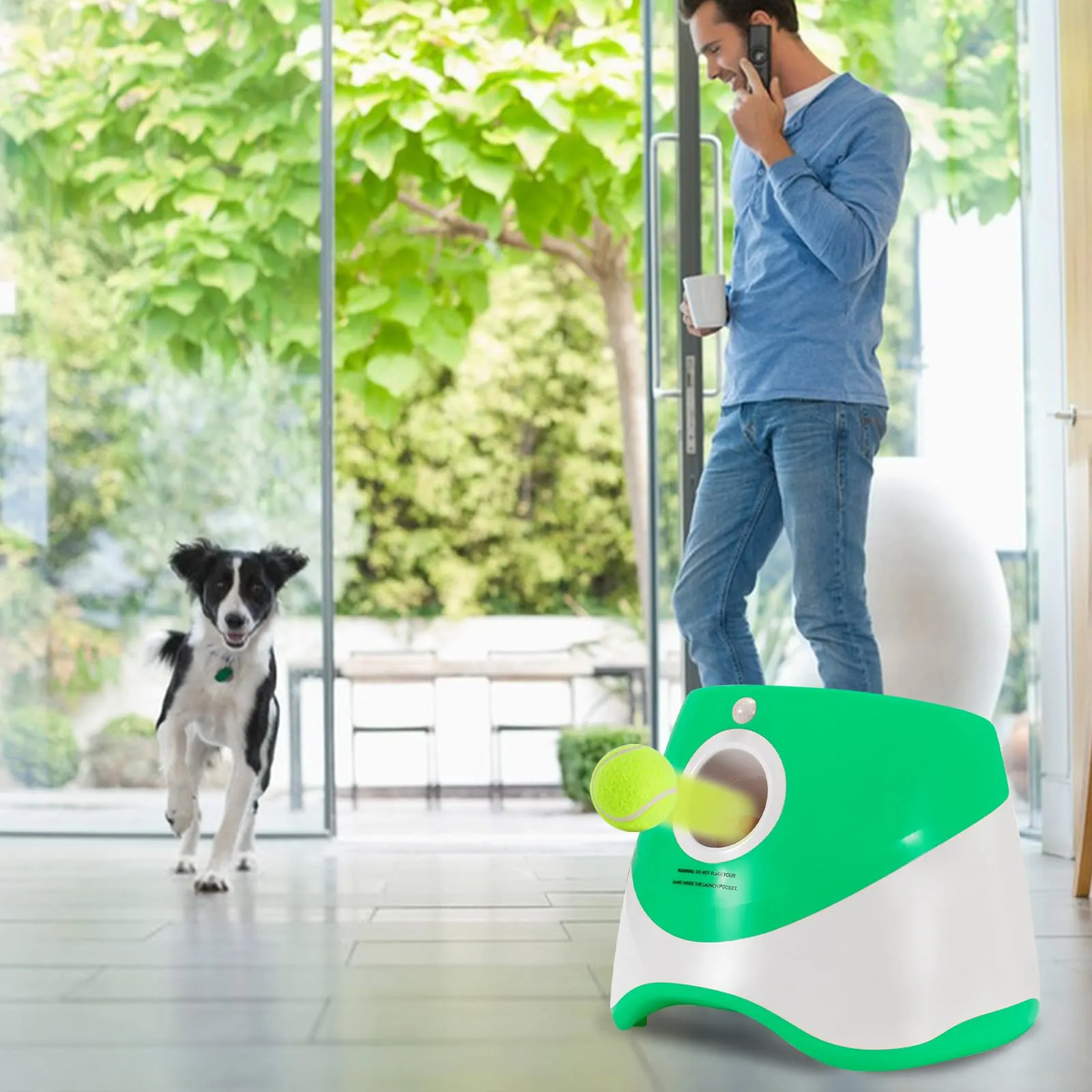Galatée Lanciatrice Automatica a Sfera, Lanciagranate Per Palline Interattiva, Lanciagrana Automatica Per Cani, Lanciatore Di Palle Per Cani Con 6 Mini Palline Da Tennis(Verde) - immagine 7