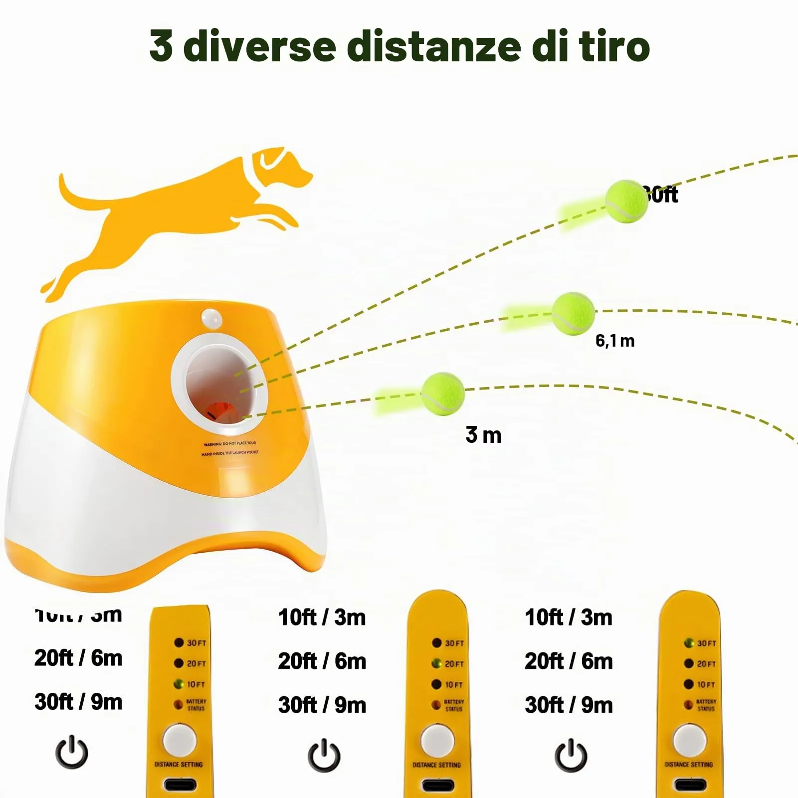 Galatée Lanciatrice Automatica a Sfera, Lanciagranate Per Palline Interattiva, Lanciagrana Automatica Per Cani, Lanciatore Di Palle Per Cani Con 6 Mini Palline Da Tennis(Arancia) - immagine 3