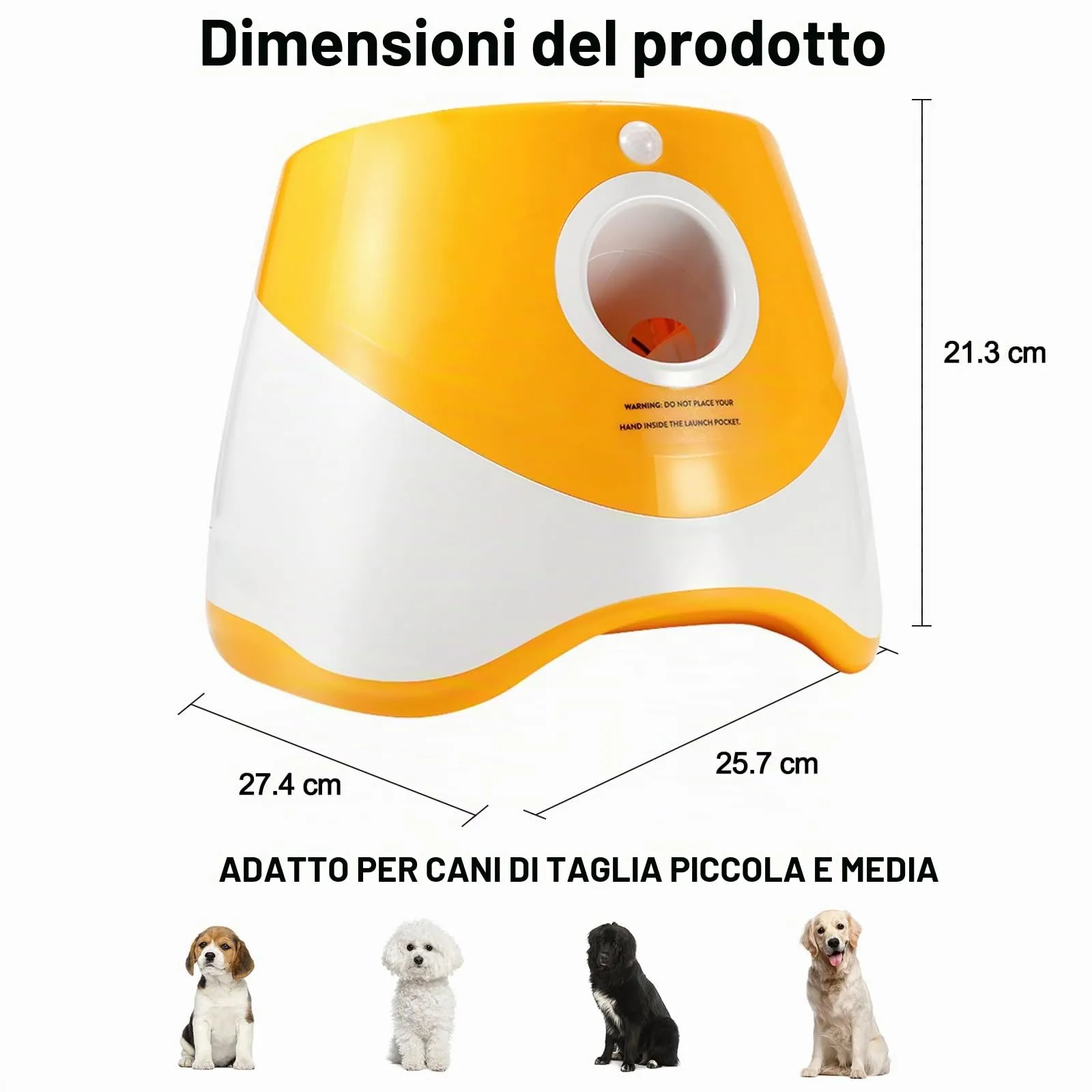 Galatée Lanciatrice Automatica a Sfera, Lanciagranate Per Palline Interattiva, Lanciagrana Automatica Per Cani, Lanciatore Di Palle Per Cani Con 6 Mini Palline Da Tennis(Arancia) - immagine 6