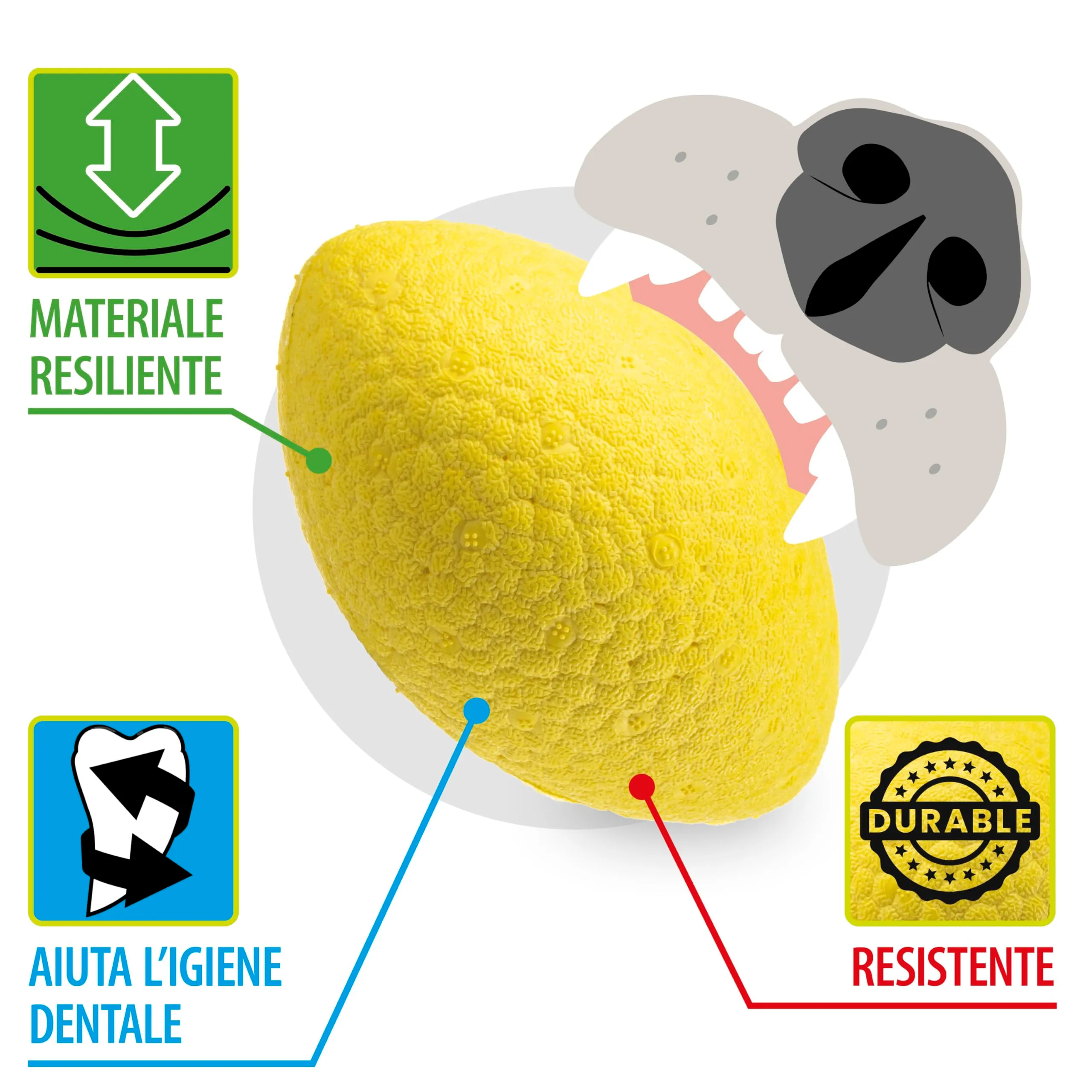 Ferplast Gioco per Cane in Materiale Durevole, Atossico, Resistente ai Morsi, per Igiene Dentale, Rimbalza e Galleggia, CHEWA BOING RUGBY Pallina, per Cani Grandi, Nero - immagine 4