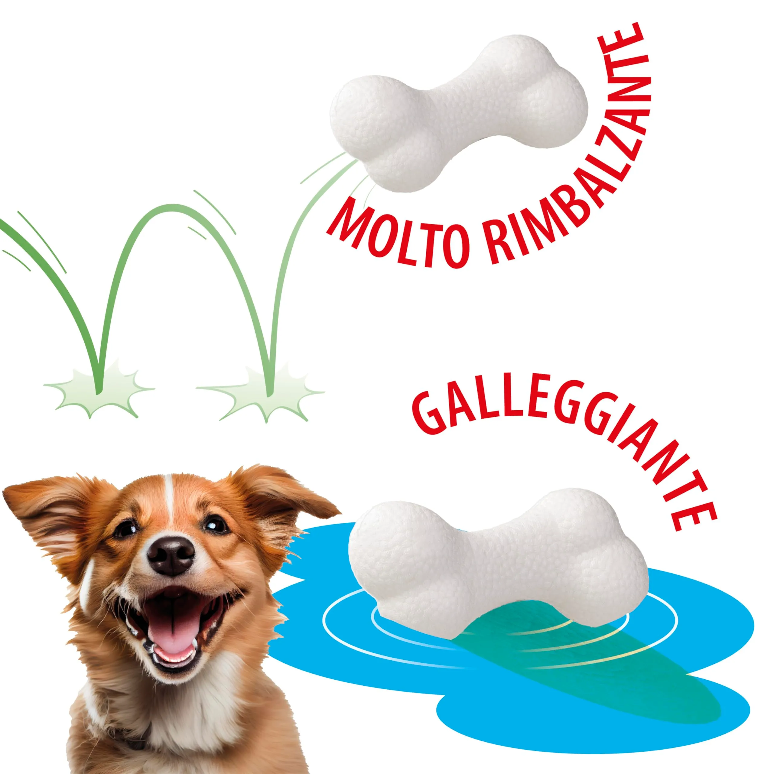 Ferplast Gioco Cane, Osso in Materiale Durevole, Atossico, Resistente ai Morsi, per Igiene Dentale, Rimbalza e Galleggia, CHEWA BOING, Misura Media, Bianco - immagine 4