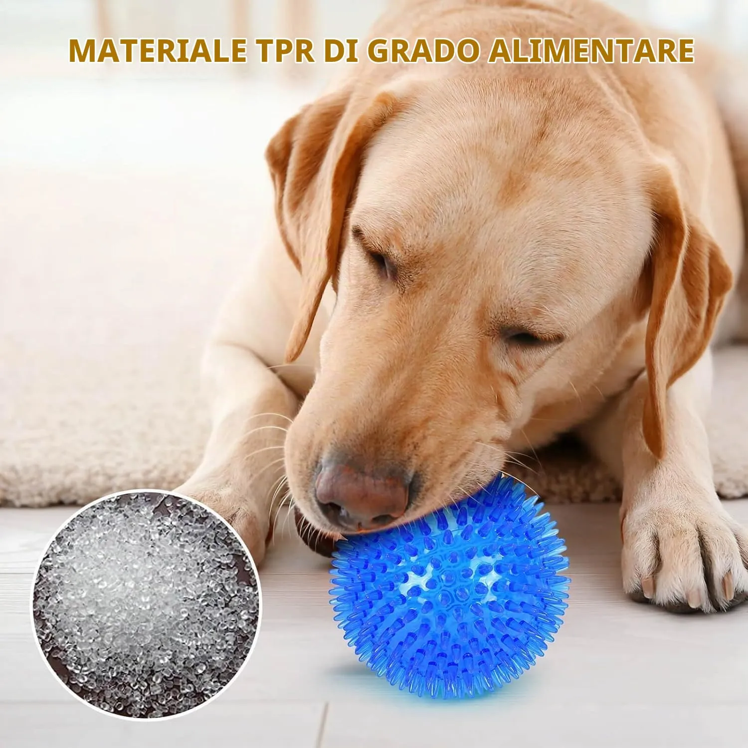 Petizer Confezione da 6 Palle Sonore da 6,5 cm per Cani - Giocattolo Spinoso da Masticare e da Piscina, Gomma TPR Galleggiante per Riporto, Pulizia dei Denti, Sollievo dalla Noia - Razze Piccole e - immagine 3