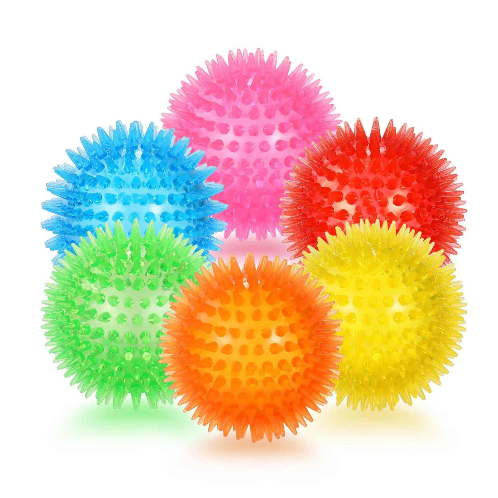 Petizer Confezione da 6 Palle Sonore da 6,5 cm per Cani - Giocattolo Spinoso da Masticare e da Piscina, Gomma TPR Galleggiante per Riporto, Pulizia dei Denti, Sollievo dalla Noia - Razze Piccole e - immagine 7