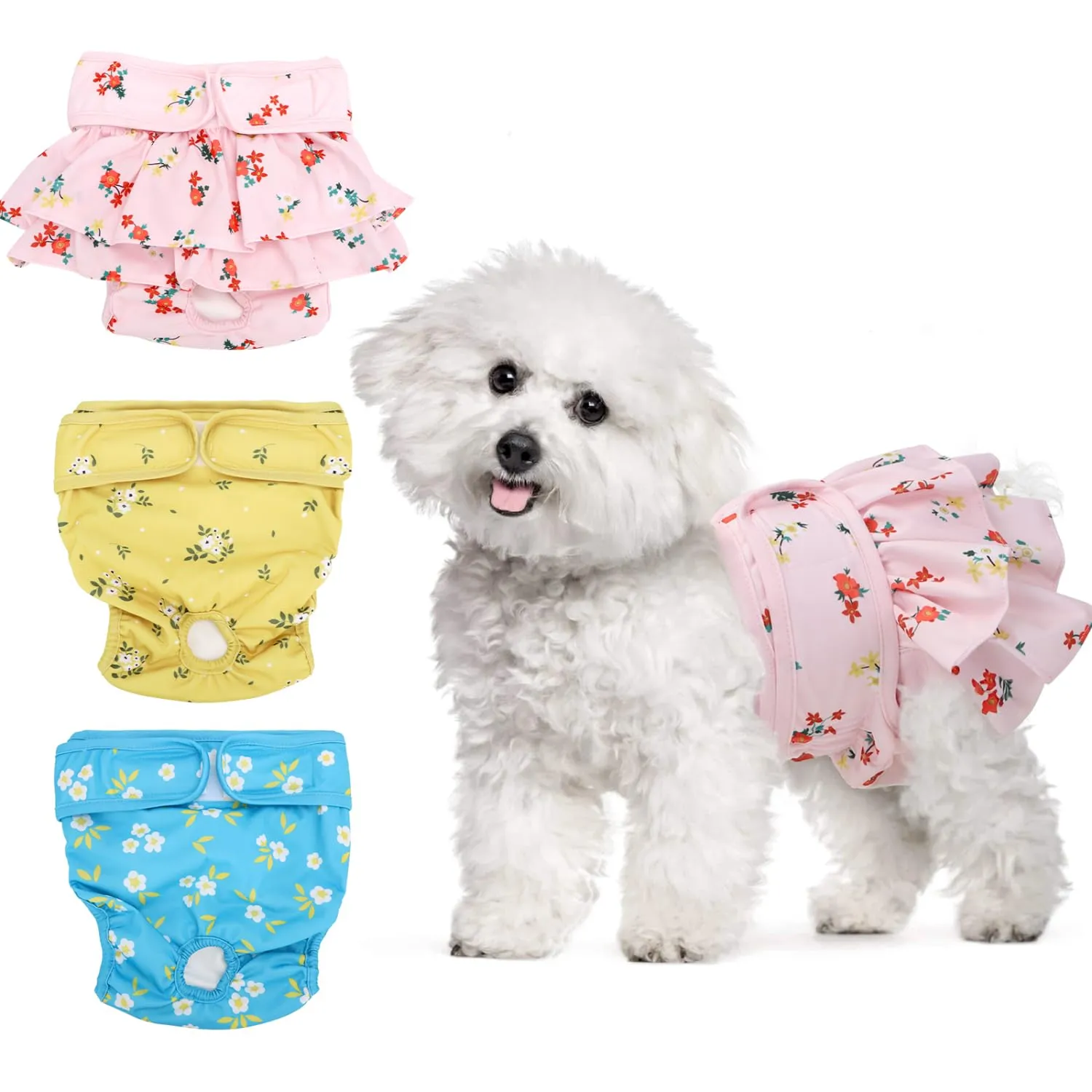 Nobleza 3 Pezzi Pannolini Cane Femmina, Mutande Lavabile per Cani in Calore, Pannoloni per Cani Femmina Ciclo, Assorbenti, Riutilizzabili, M, Vita 40-50cm - immagine 1
