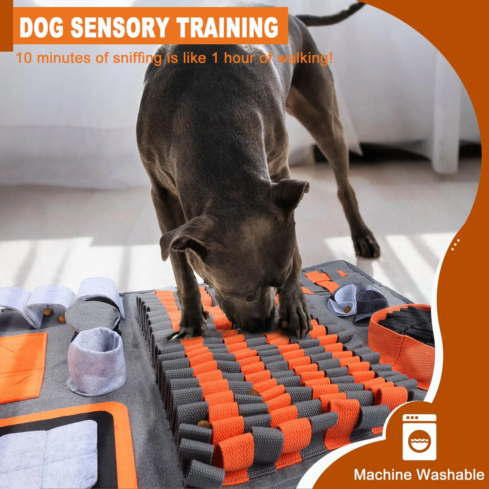 Tappeto Olfattivo Cane, Giochi per Cani Tappeti Interattivi Tappetino Olfattivo per Cani Sniffing Mat Intelligenza Lavabile (Arancione) - immagine 2