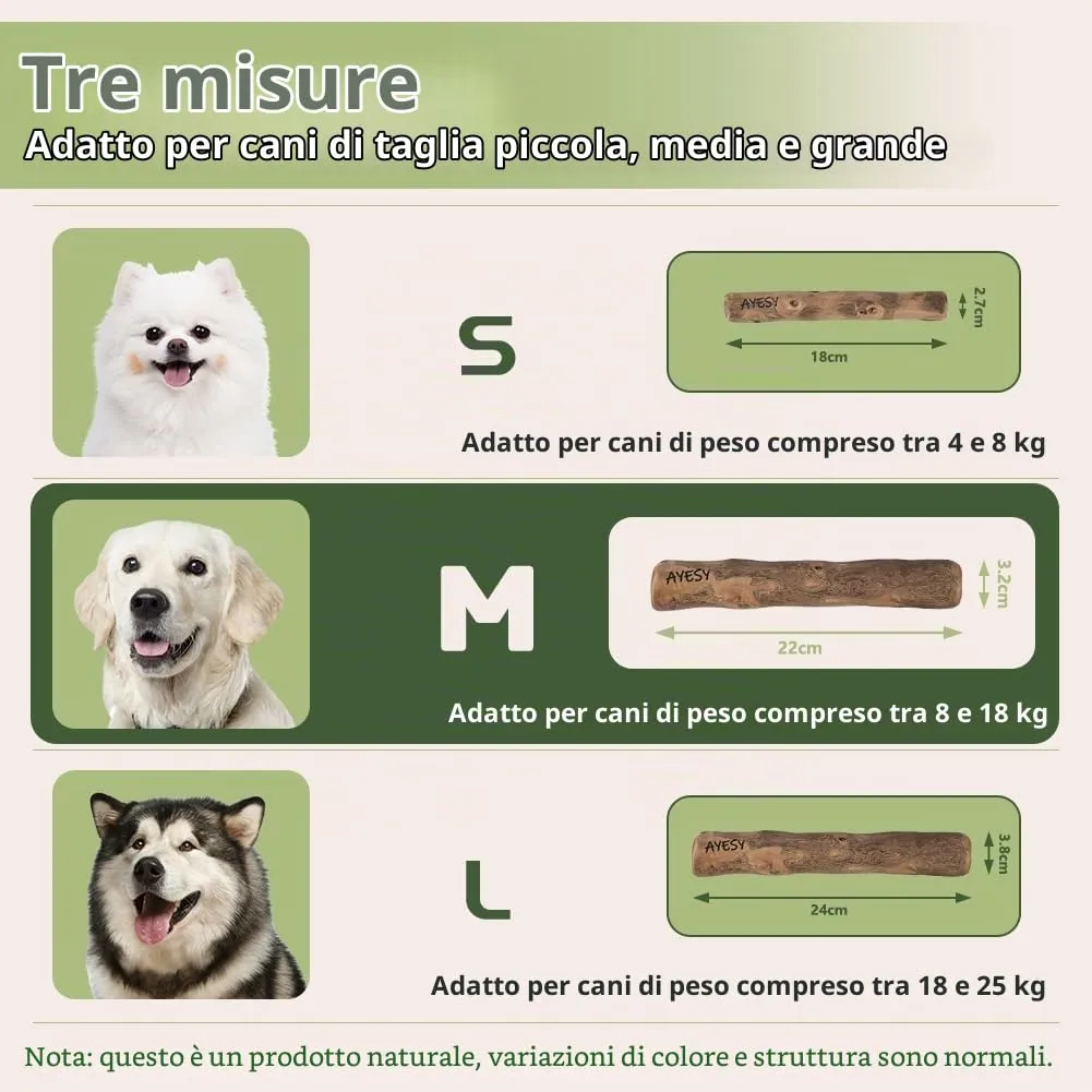 AYESY Legno di Caffè per Cani, M Bastone da Masticare Naturale, Giocattolo per per Cani e Cuccioli, Cura dei Denti e Allevia l'ansia, Bastoncino da Masticare per Cane Indistruttibile 100% Naturale - immagine 2