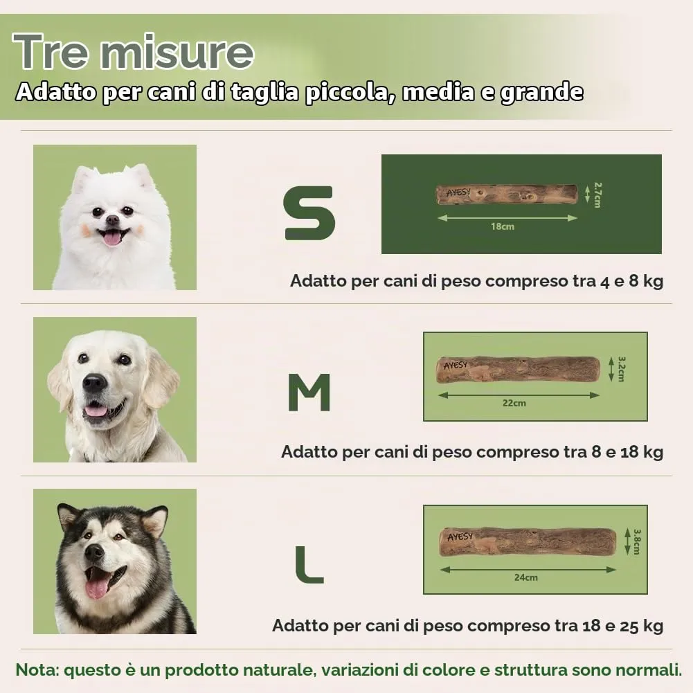 AYESY Legno di Caffè per Cani, S Bastone da Masticare Naturale, Giocattolo per per Cani e Cuccioli, Cura dei Denti e Allevia l'ansia, Bastoncino da Masticare per Cane Indistruttibile 100% Naturale - immagine 8