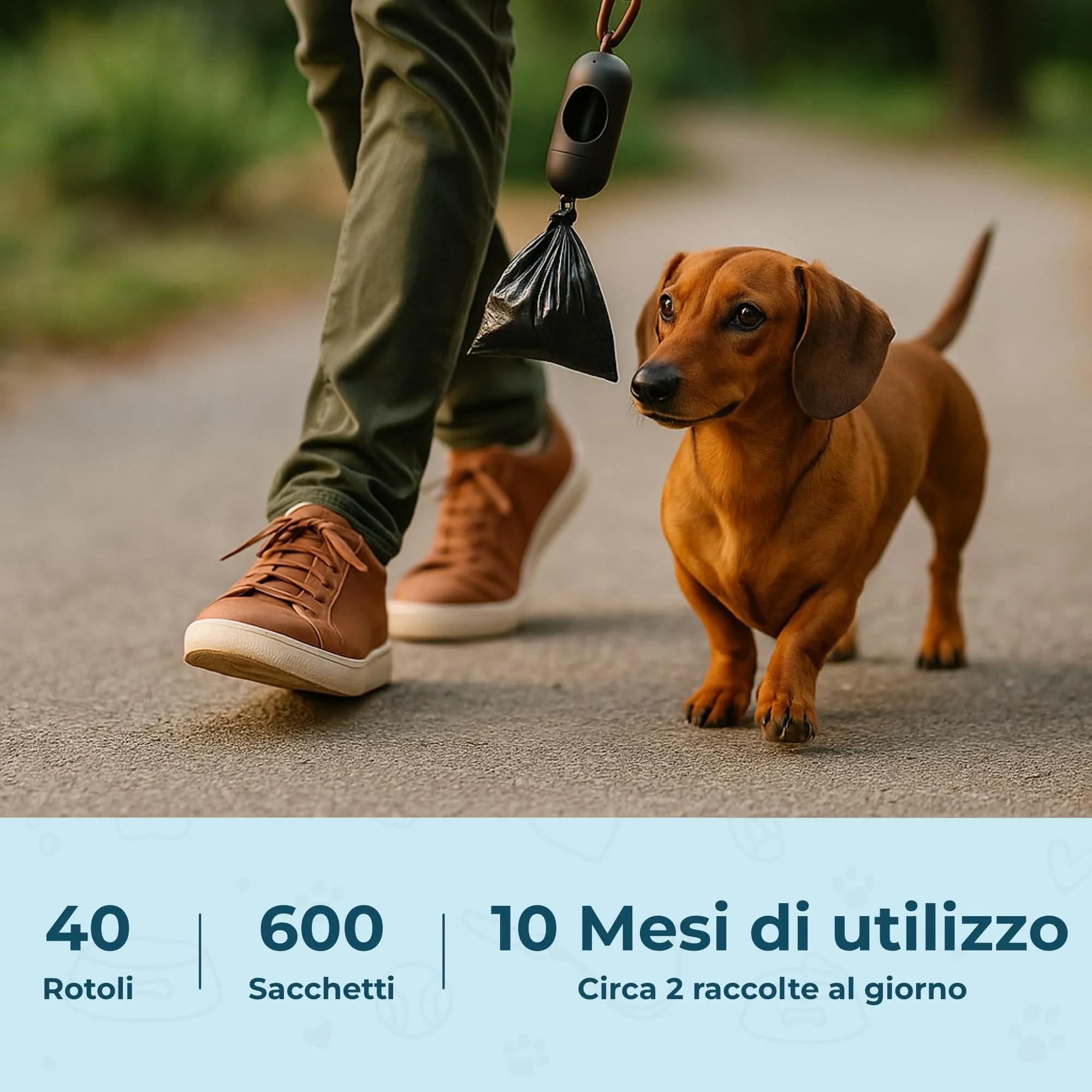 PORTENTUM Sacchetti Igienici Cane, 600 Pezzi (40 Rotoli), Neri - Extra Resistenti, Antiperdita e di Facile Apertura, Sacchetti per Cacca di Cane in Materiale Riciclato e Senza Profumo - immagine 4