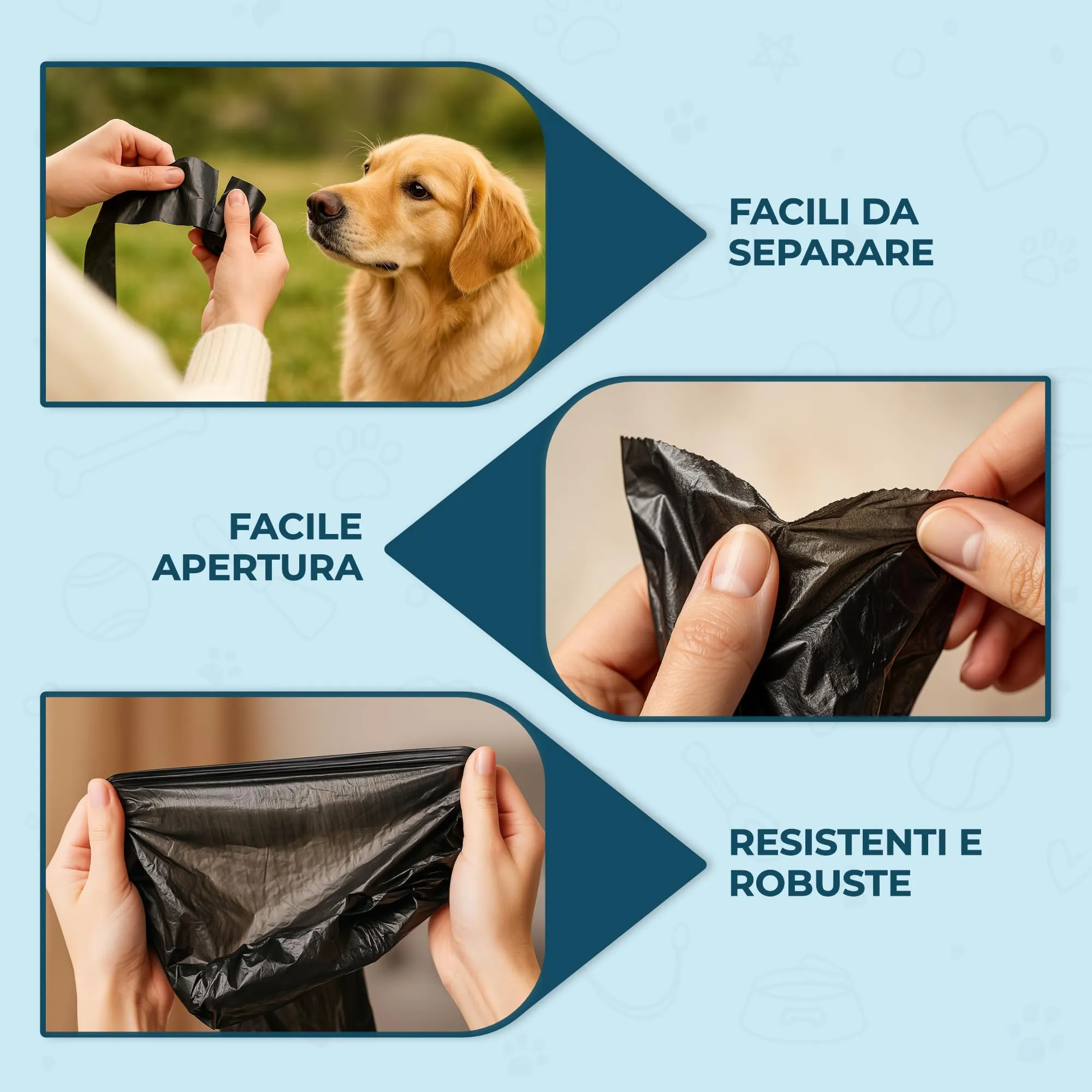 PORTENTUM Sacchetti Igienici Cane, 600 Pezzi (40 Rotoli), Neri - Extra Resistenti, Antiperdita e di Facile Apertura, Sacchetti per Cacca di Cane in Materiale Riciclato e Senza Profumo - immagine 6