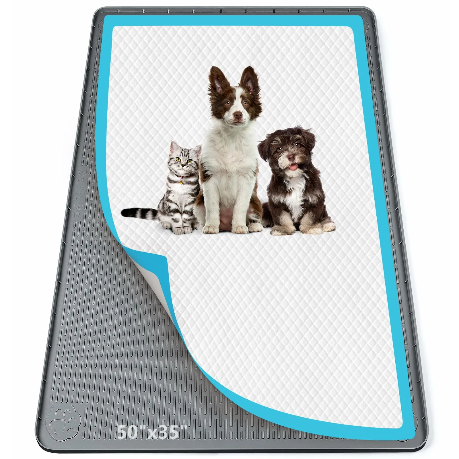 Bartuke 127x89cm traversine cani lavabili,tappetino cane pipi,Grigio scuro - immagine 1