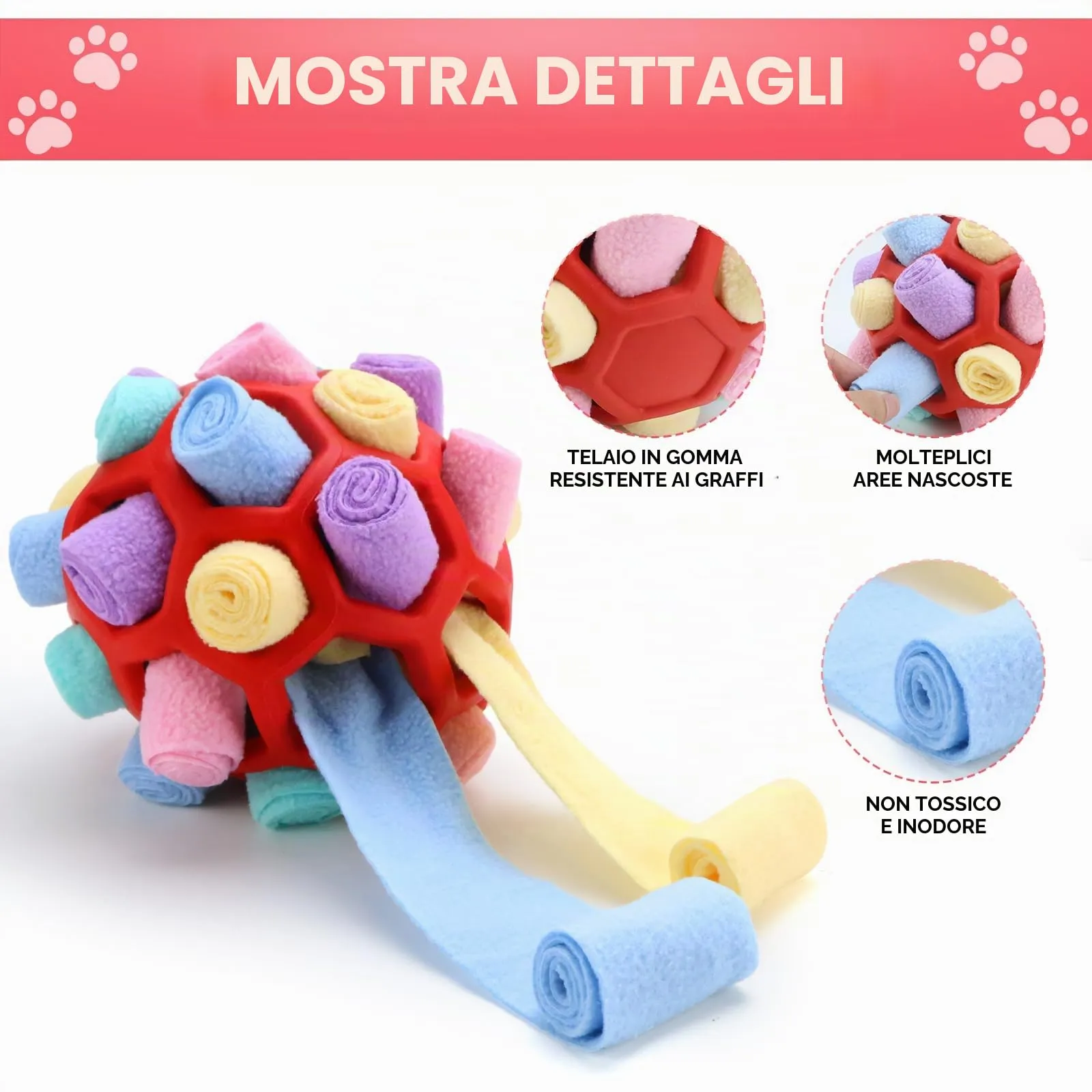 BINYI Tappetino Snuffle Mat per Cani Giochi Interattivi per Cane Indistruttibile Giocattoli Palla da Fiuto per Addestramento per Giochi Cani di Piccola Taglia Media Grandi - immagine 5