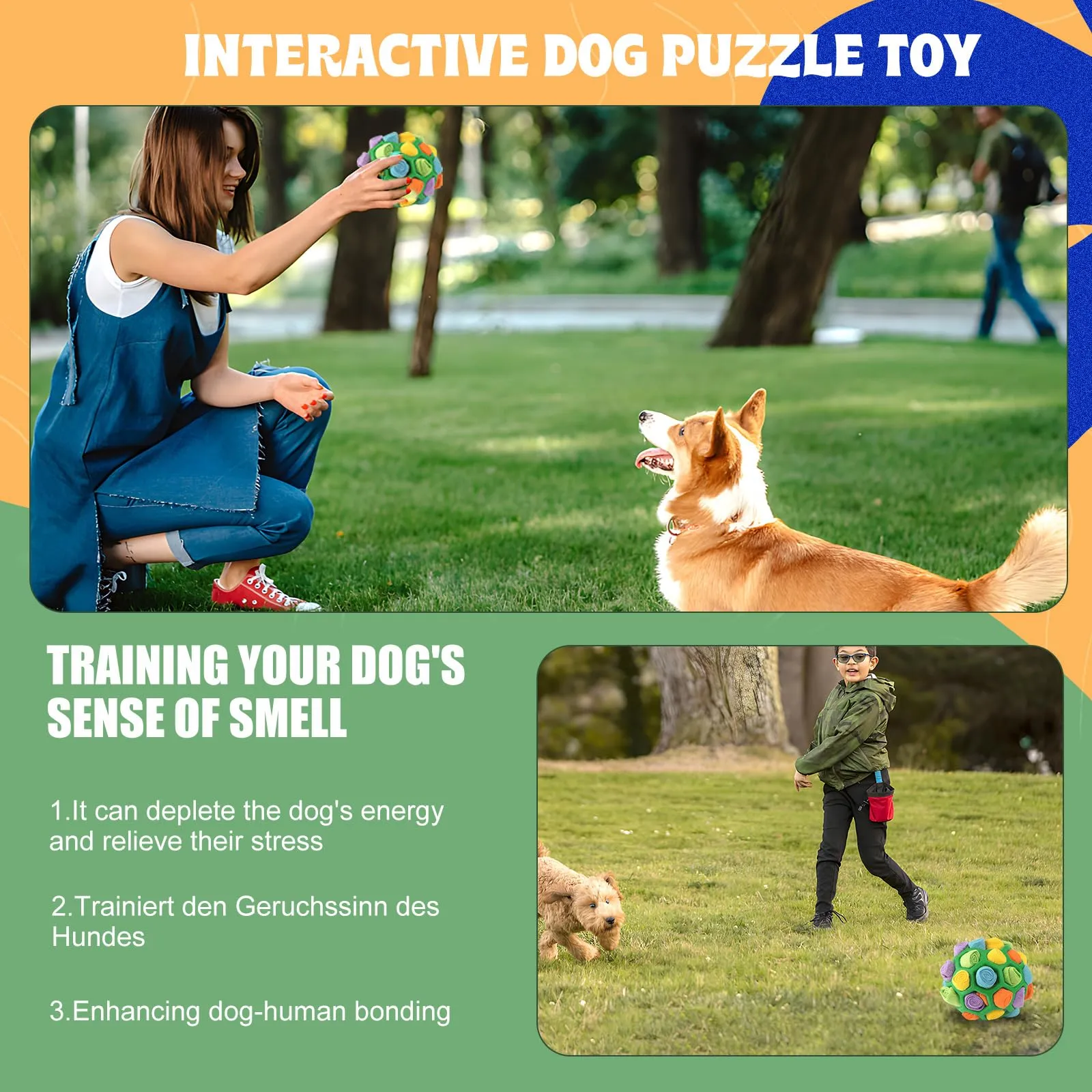 BINYI Tappetino Snuffle Mat per Cani Giochi Interattivi per Cane Indistruttibile Giocattoli Palla da Fiuto per Cani Addestramento - immagine 2
