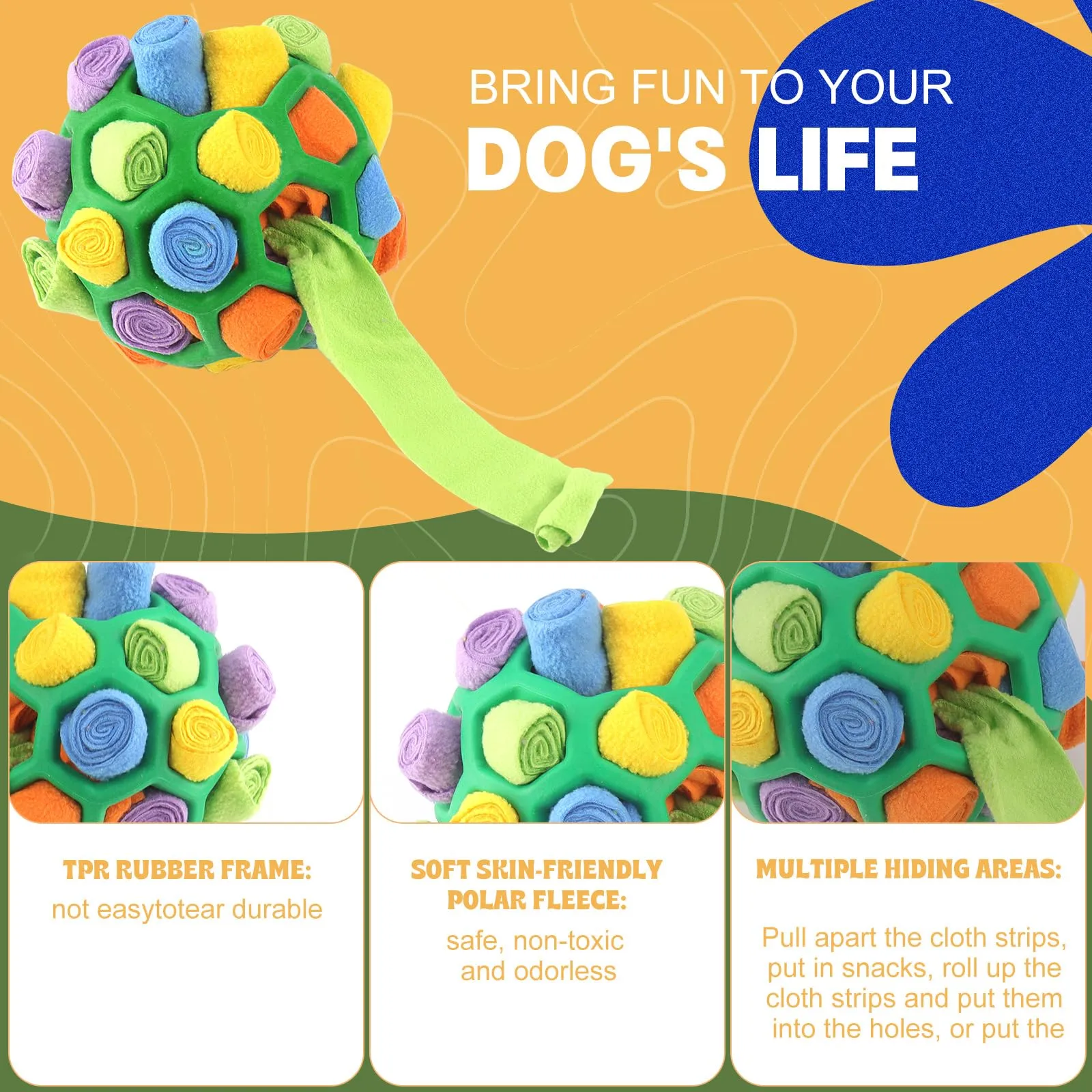 BINYI Tappetino Snuffle Mat per Cani Giochi Interattivi per Cane Indistruttibile Giocattoli Palla da Fiuto per Cani Addestramento - immagine 4