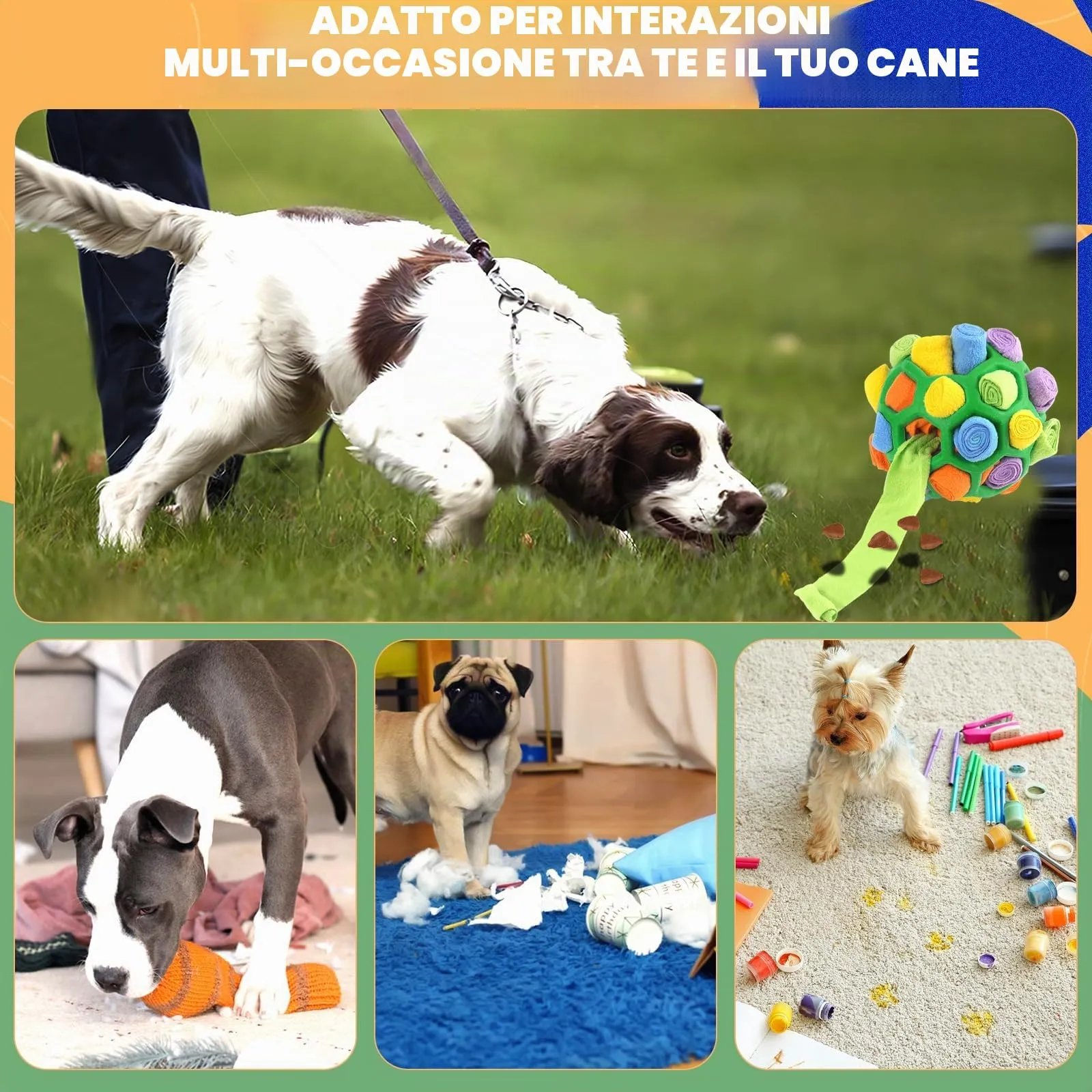 BINYI Tappetino Snuffle Mat per Cani Giochi Interattivi per Cane Indistruttibile Giocattoli Palla da Fiuto per Cani Addestramento - immagine 5
