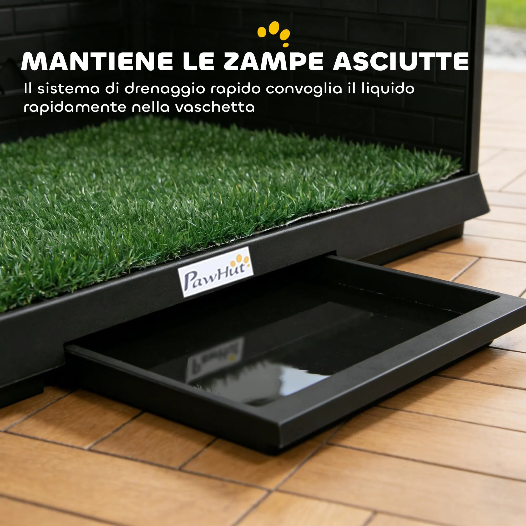 PawHut Lettiera per Cani con Prato Sintetico e Pareti Alte, 75x51x36.5 cm - immagine 6