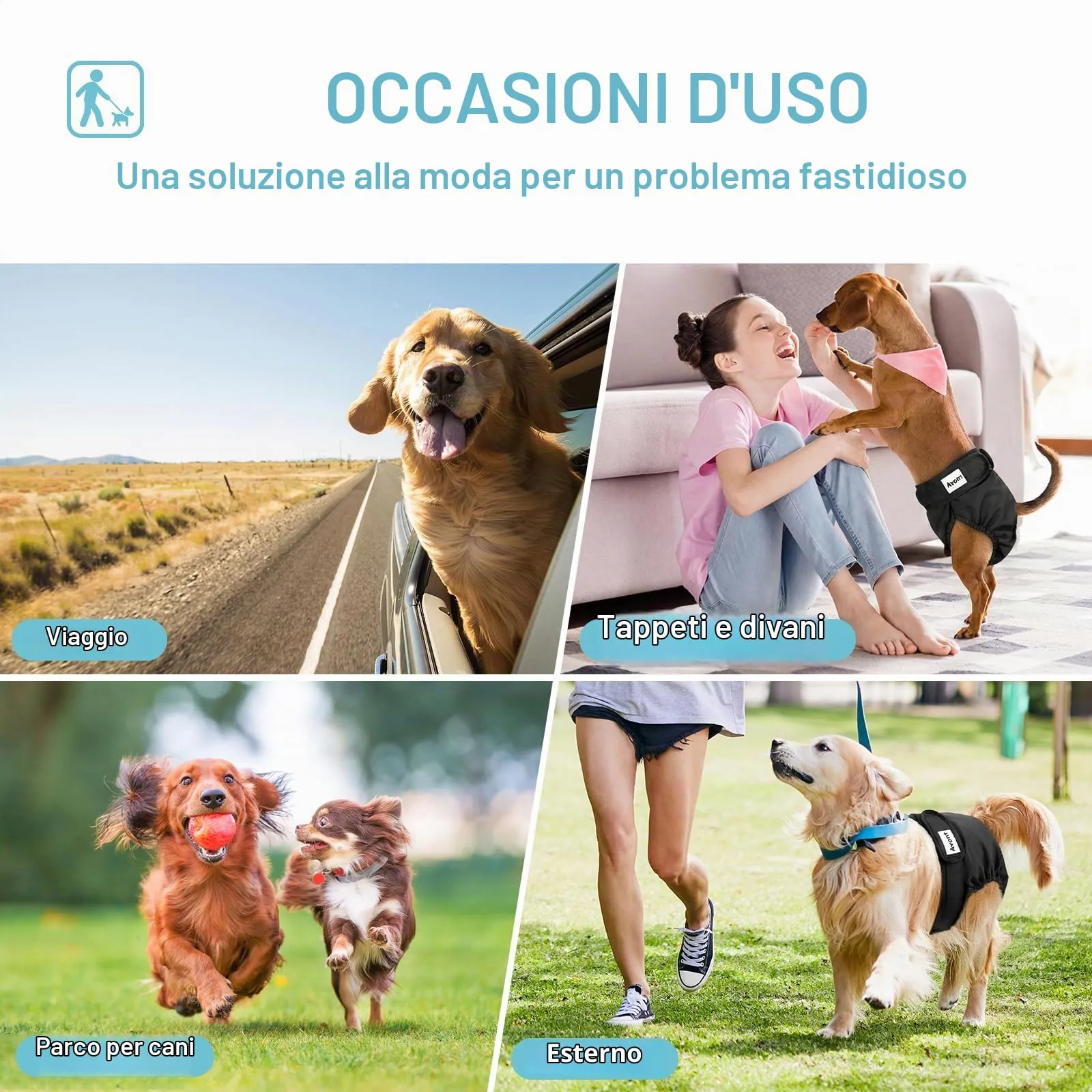 Avont Pannolini Cane Lavabili[3 Pezzi], Mutandina per Cane Femmina Altamente Assorbenti, Impermeabile e Riutilizzabili, Lavabili in Lavatrice -Nero - immagine 5