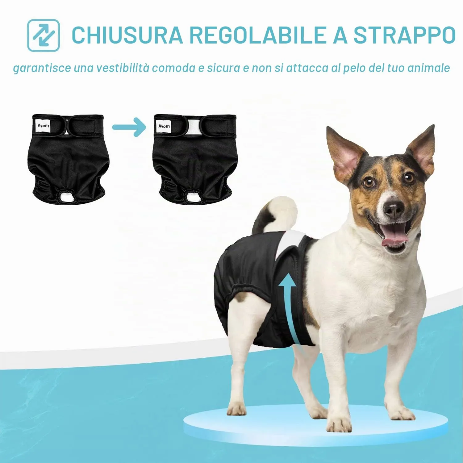 Avont Pannolini Cane Lavabili[3 Pezzi], Mutandina per Cane Femmina Altamente Assorbenti, Impermeabile e Riutilizzabili, Lavabili in Lavatrice -Nero - immagine 2