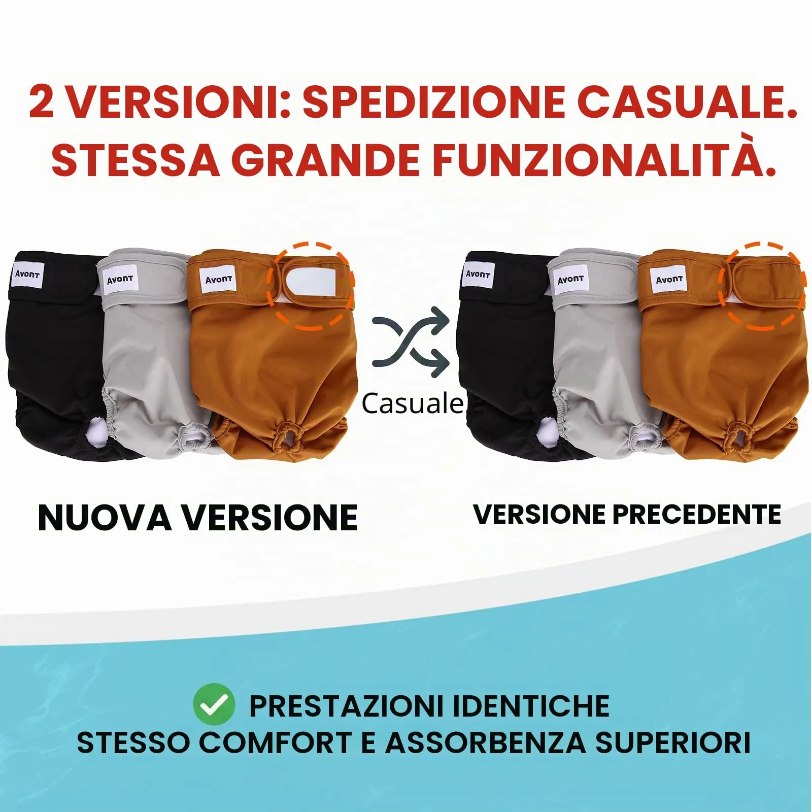 Avont Pannolini Cane Lavabili[3 Pezzi], Mutandina per Cane Femmina Altamente Assorbenti, Impermeabile e Riutilizzabili, Lavabili in Lavatrice -Nero/Marrone/Grigio Marca - immagine 8