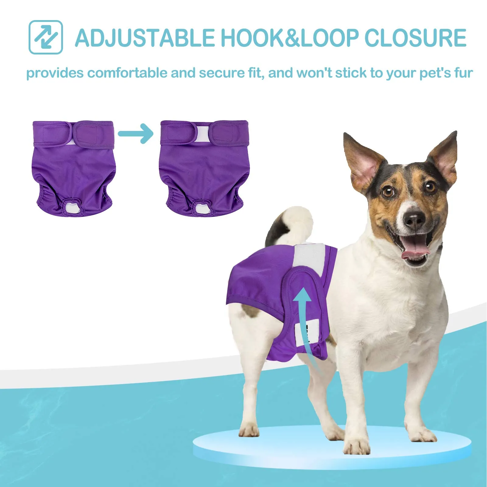 Avont Pannolini Cane Lavabili[3 Pezzi], Mutandina per Cane Femmina Altamente Assorbenti, Impermeabile e Riutilizzabili, Lavabili in Lavatrice -Viola/Blu/Rosa - immagine 2