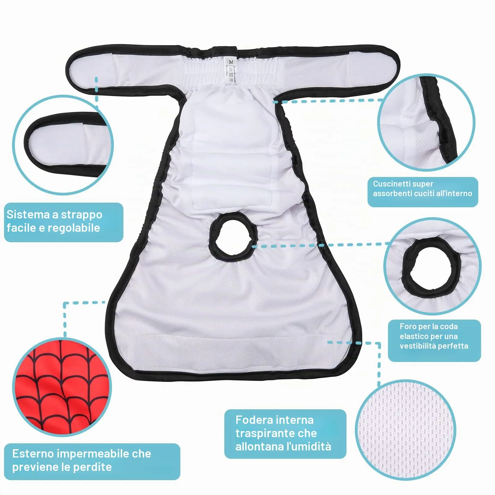 Avont Confezione da 3 Pannolini Lavabili per Cani Femminili (Large/18-24"Vita), Pannolini per Cani Riutilizzabili Altamente Assorbenti di Alta Qualità Pannolino per Cani Resistente -Mucca/Jeans/Web - immagine 3