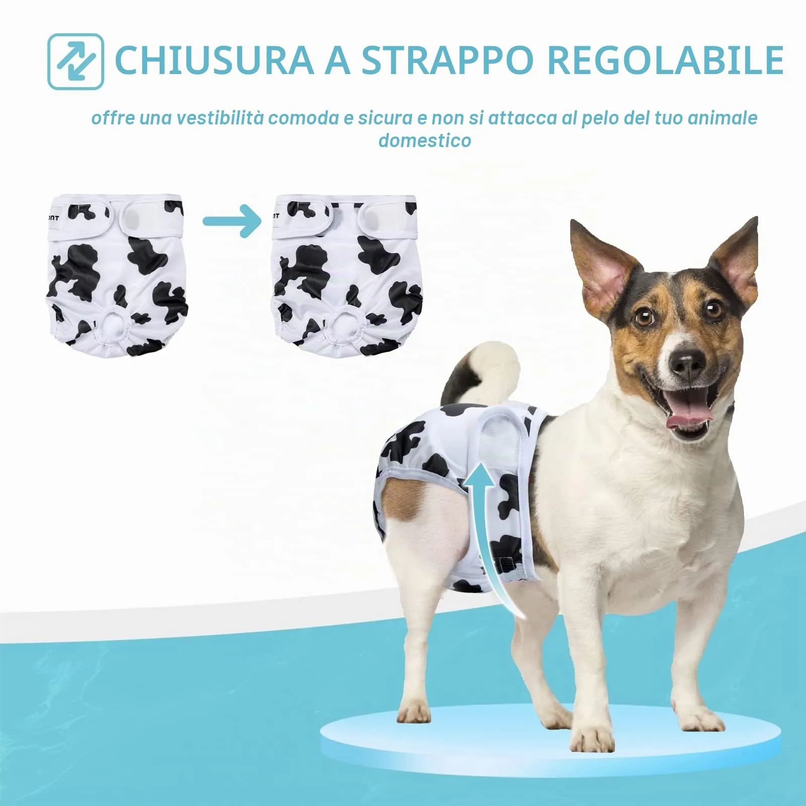 Avont Confezione da 3 Pannolini Lavabili per Cani Femminili (Medio/13-19 Vita), Pannolini per Cani Riutilizzabili Altamente Assorbenti di Alta qualità Pannolino per Cani Resistente -Web/Latte/Jeans - immagine 2